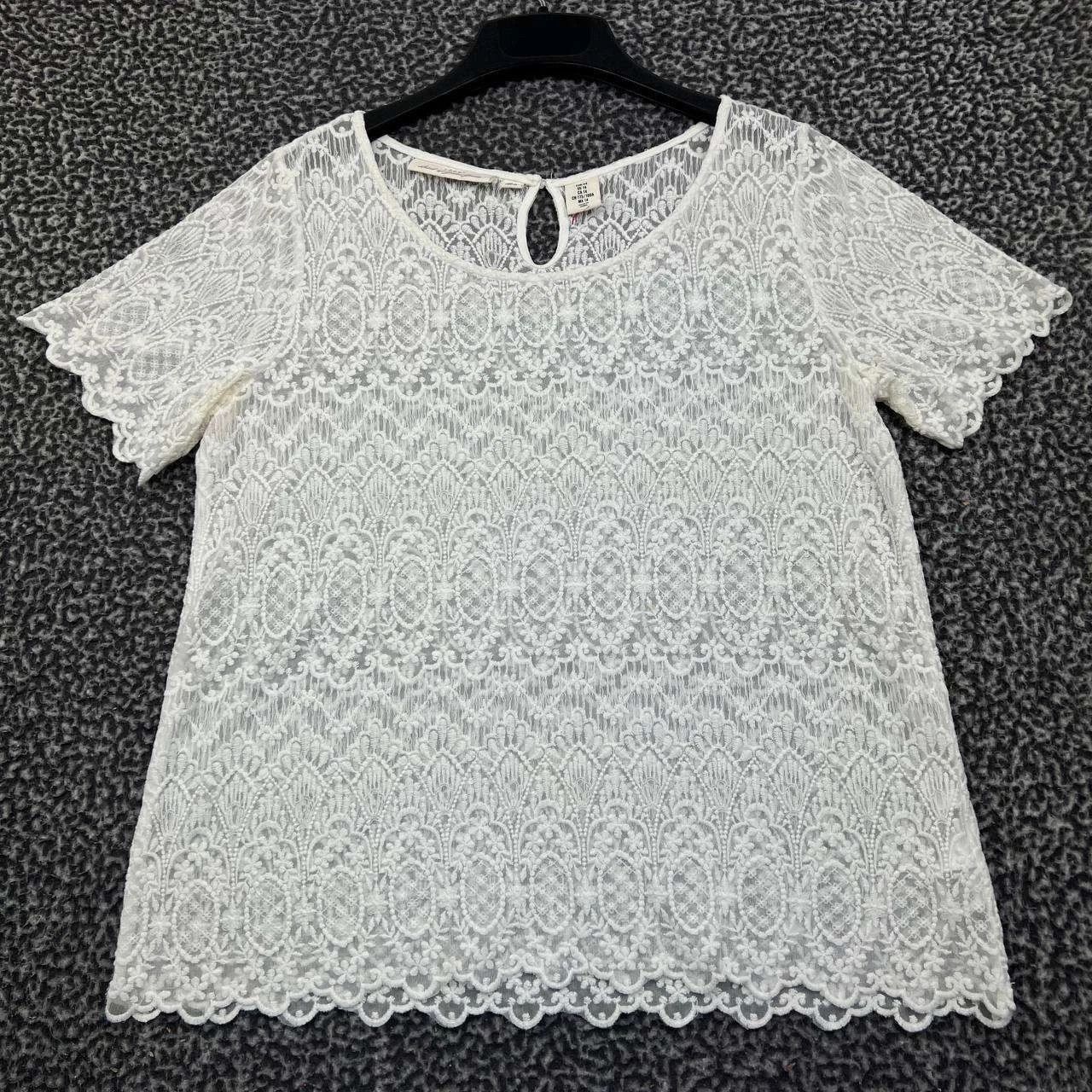 H&M H&M Lace Blouse Women 14 Floral Summer Top Round Neck Size XL / US 12-14 / IT 48-50 - 1 Thumbnail
