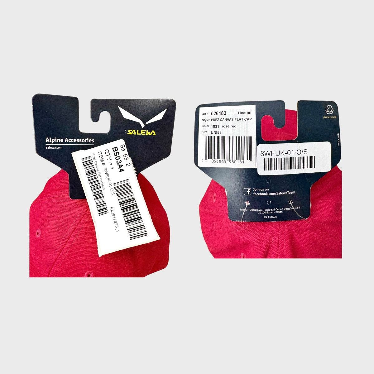 SALEWA Salewa Men’s Puez Canvas Flat Baseball Rose Red Hat Sz OS Size ONE SIZE - 9 Thumbnail