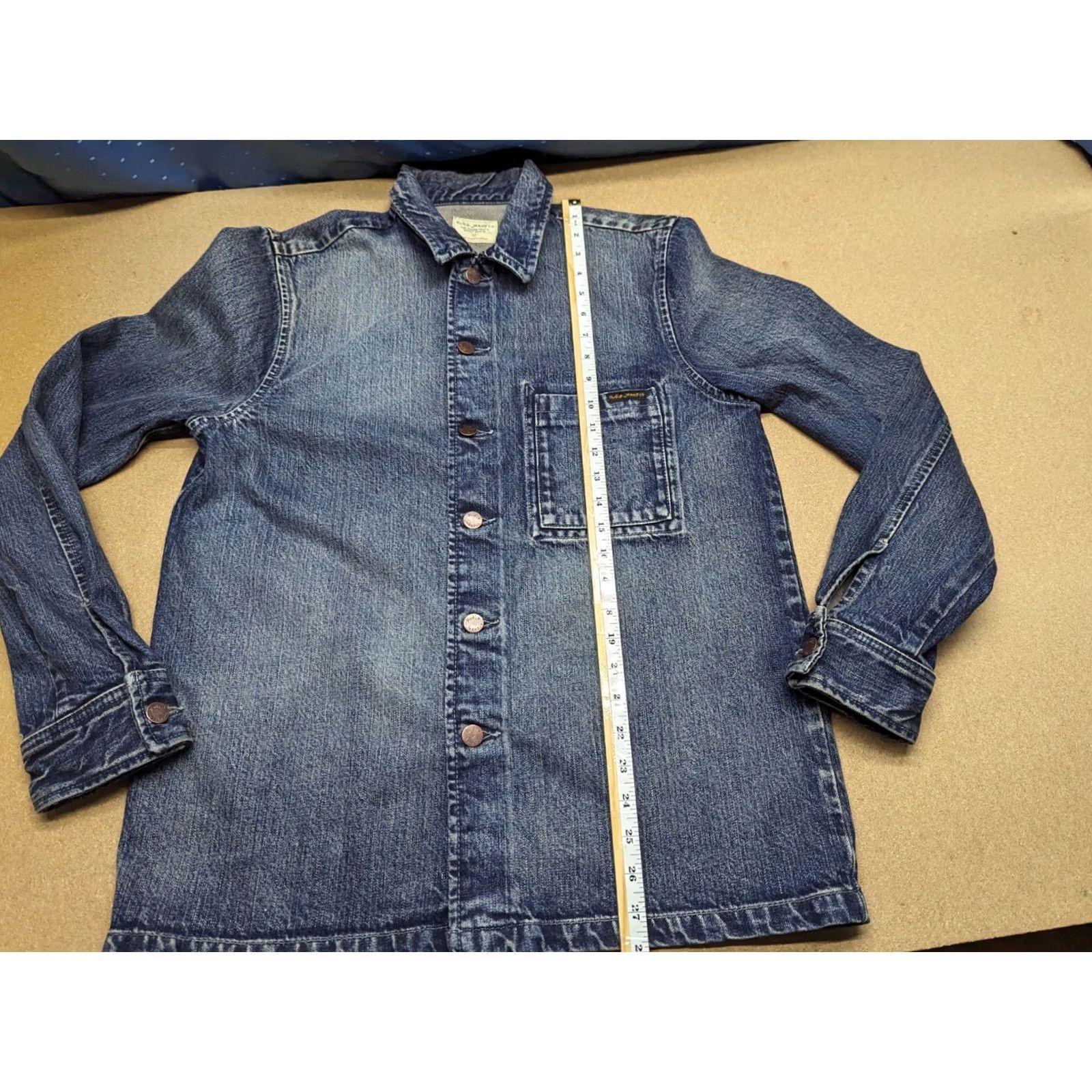 Nudie Jeans Nudie Jeans Sten Unisex Denim Jacket Medium Blue Collared Pocket Buttons Jacket Biker Style (Regular) Mens Womens Boys Girls Size US 31 - 5 Thumbnail