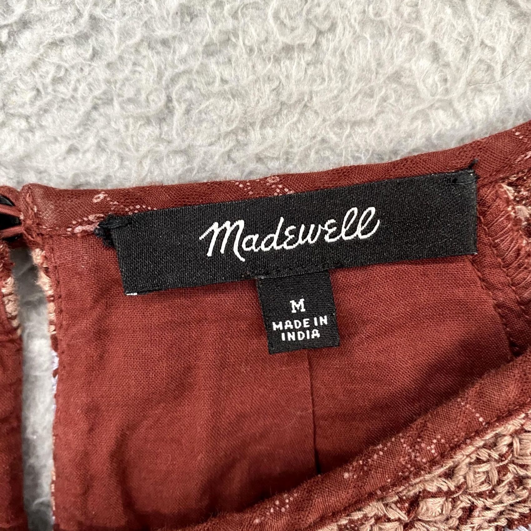 Madewell VINTAGE Madewell Dress Womens Medium Rust Red Embroidered Boho Peasant Cottagecore Size M / US 6-8 / IT 42-44 - 6 Thumbnail