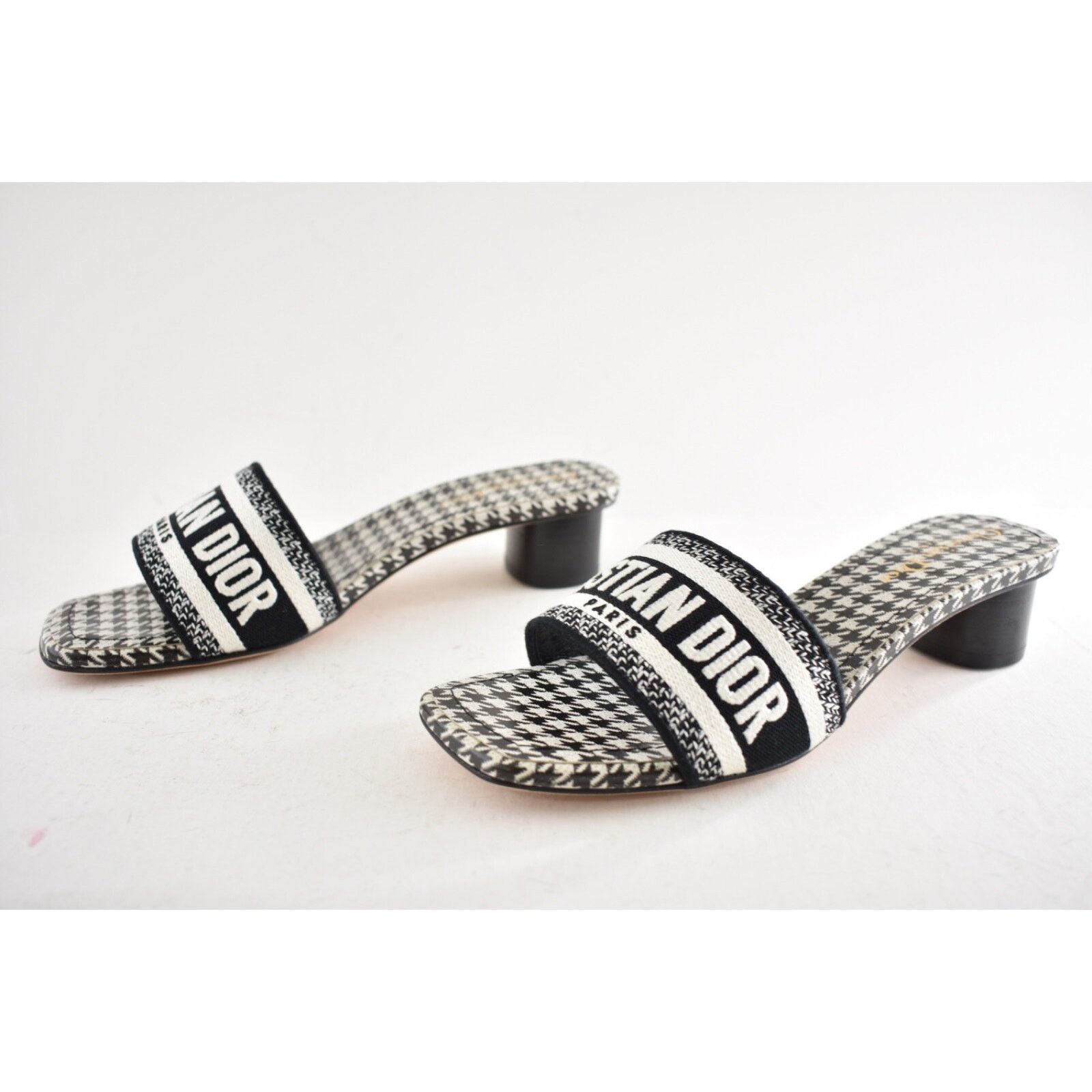 Dior Christian Dior Dway Heeled Slide Black White Houndstooth Size US 8 / IT 38 - 14 Thumbnail