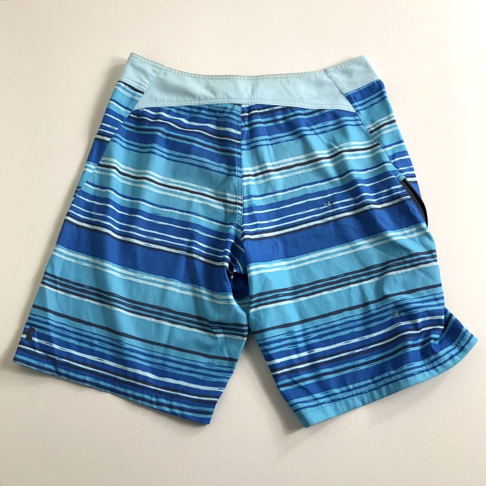 Under Armour Under Armour Men Board Shorts 34 Striped Blue Trunks Active Swimming Beach Pool Ocean Quick Dry Breathable Pockets Lightweight Hook & Loop Fly Size US 34 / EU 50 - 2 Thumbnail