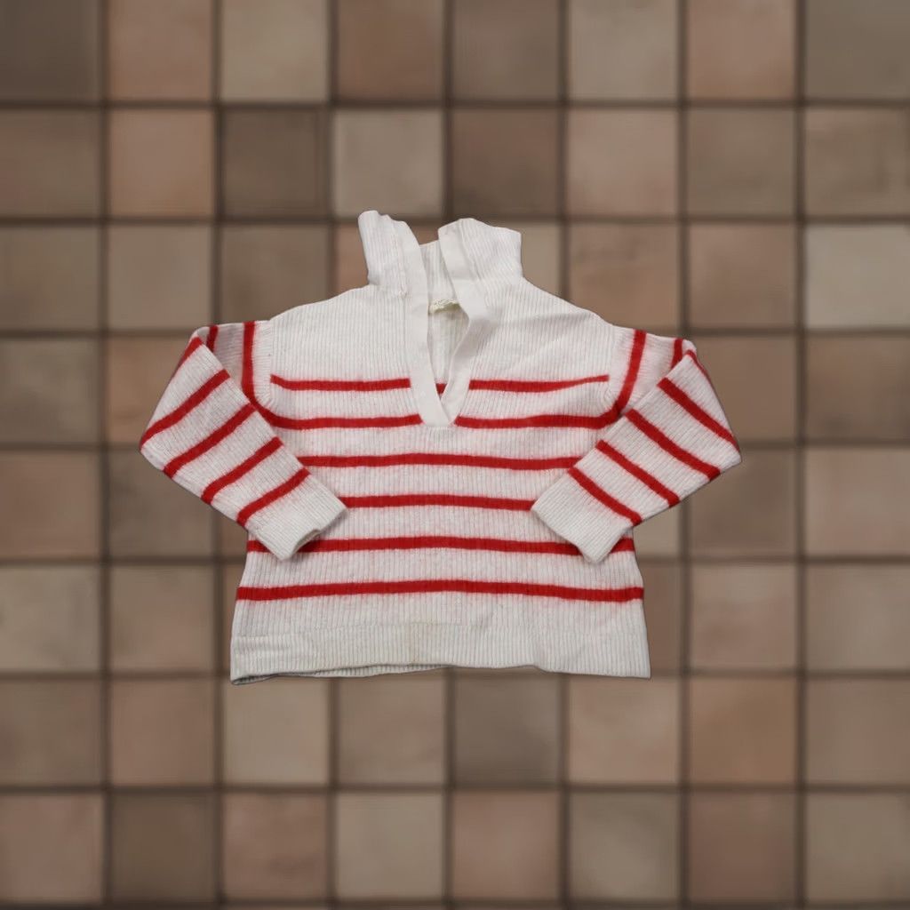 Vintage La Maille Sezane Sweater Womens XS White Striped Wool Classic Sezane Pullover Knit Shirt Womens XS White Striped Wool Classic Size XS / US 0-2 / IT 36-38 - 1 Thumbnail