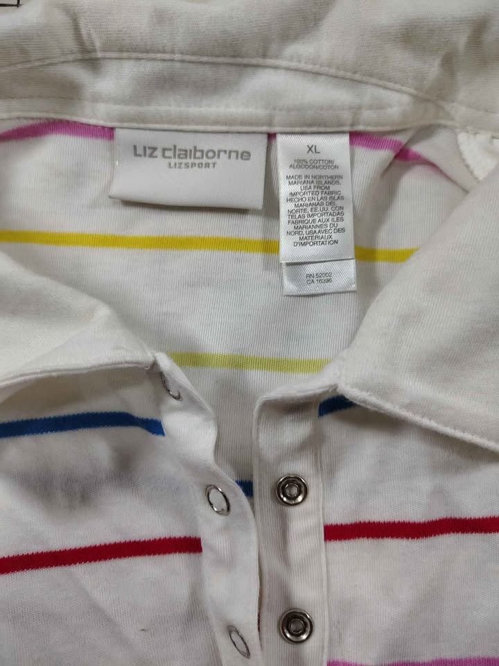 Liz Claiborne Women's New Liz Claiborne LIZSPORT XL Striped Polo Shirt Size XL / US 12-14 / IT 48-50 - 4 Thumbnail