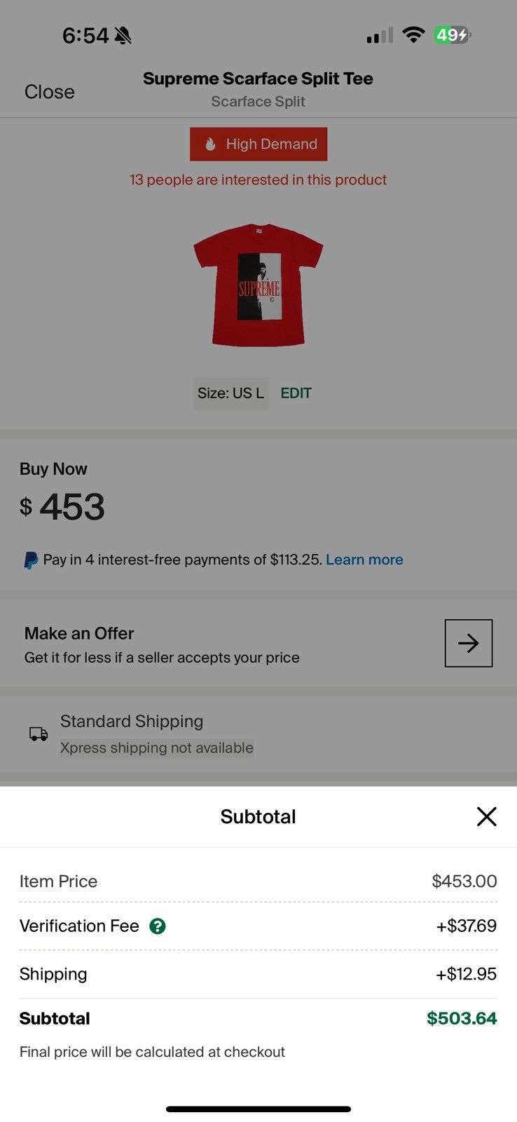 Supreme Never Worn Scarface Supreme Tee Size US L / EU 52-54 / 3 - 6 Thumbnail