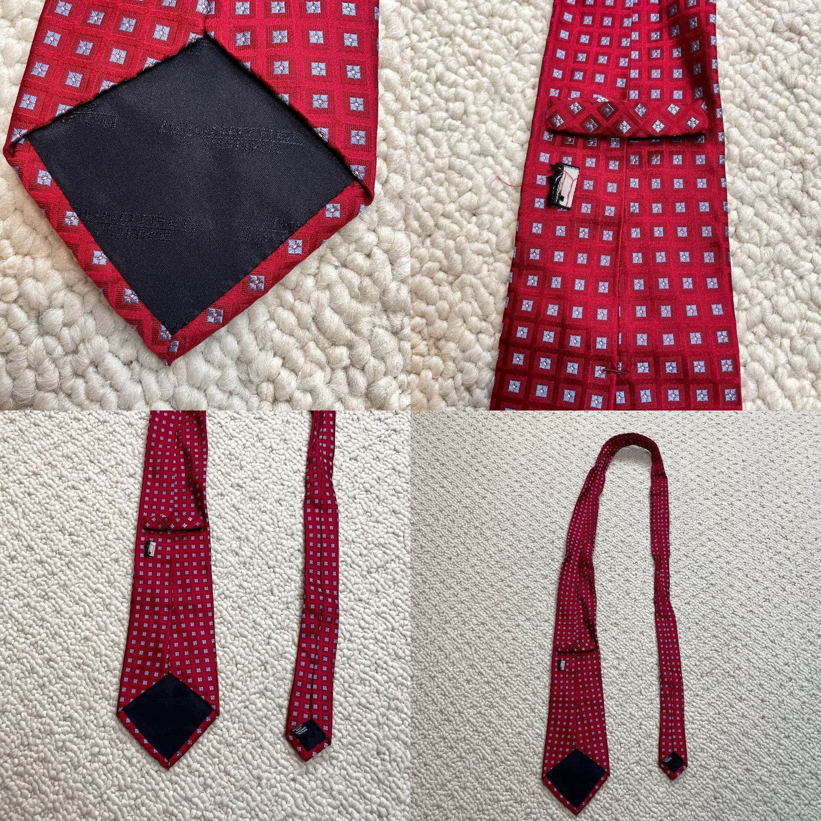 Roundtree & Yorke VINTAGE Roundtree & Yorke Tie Mens OS Red Blue Silk Classic Necktie Work Business Designable Adjustable Geometric Short Width Classic Pattern Mens Size ONE SIZE - 8 Thumbnail