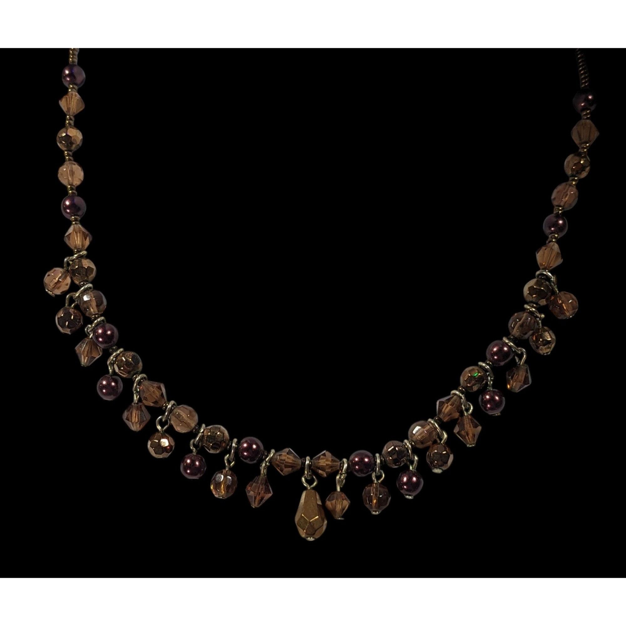 Other Rustic Brown Glass Faux Pearl Beaded Fringe Necklace Size ONE SIZE - 2 Thumbnail