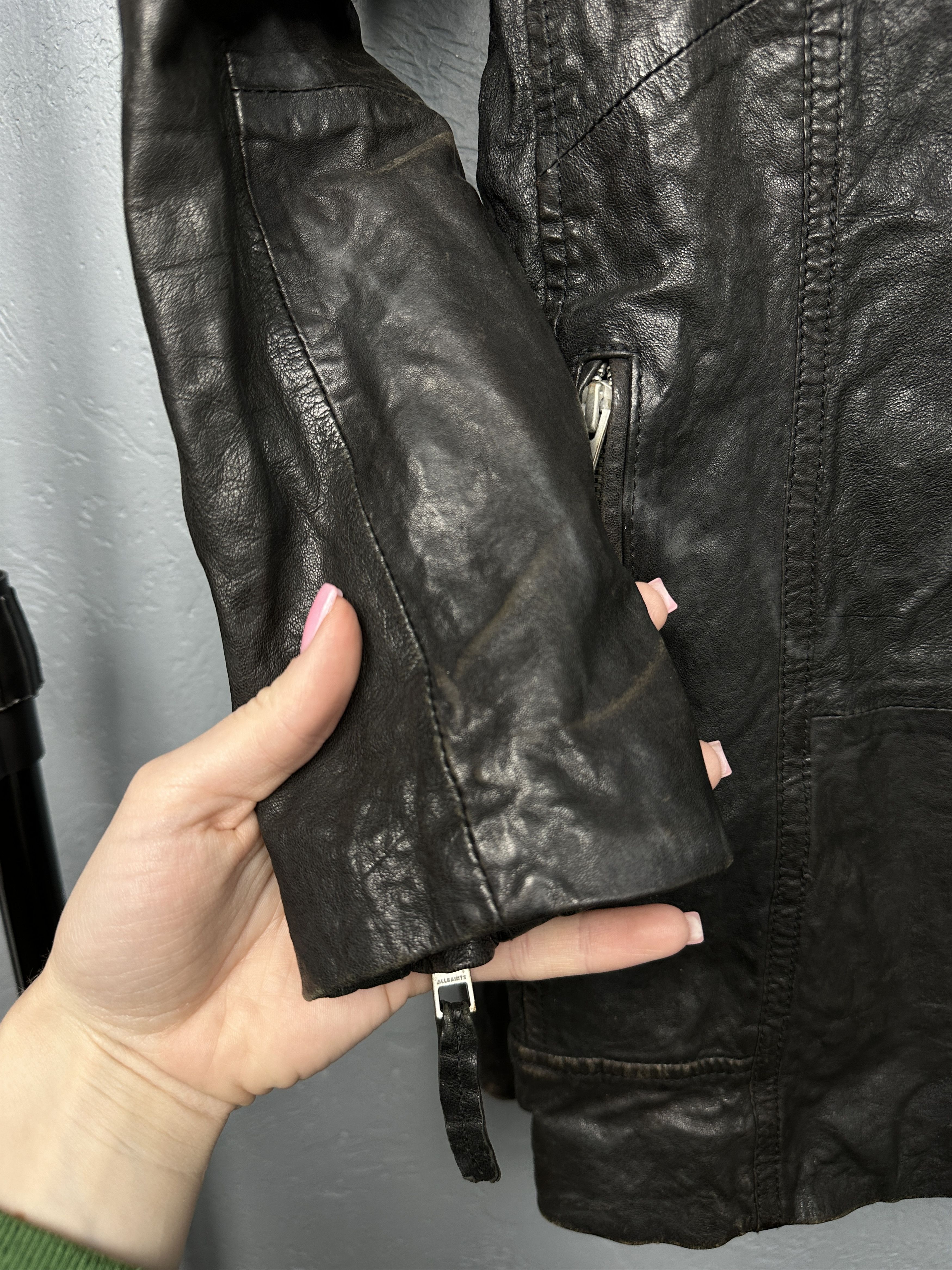 Allsaints Allsaints Womens Blake Biker Leather Jacket Size S / US 4 / IT 40 - 9 Thumbnail