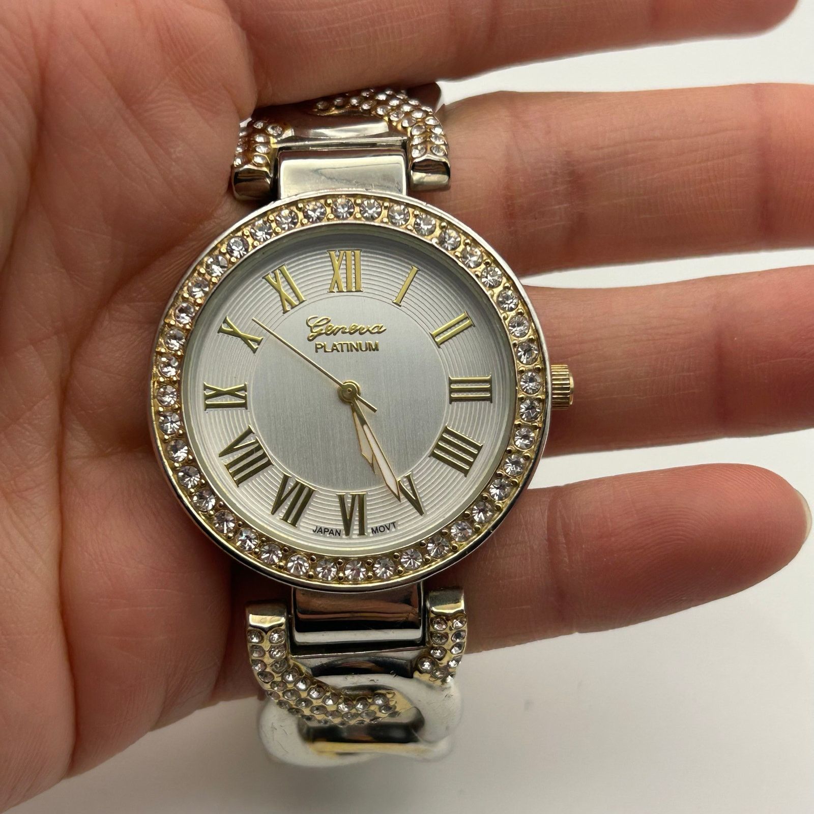 Geneva Geneva Platinum Women Two-Tone Rhinestone Bezel Bangle Watch Size ONE SIZE - 7 Thumbnail