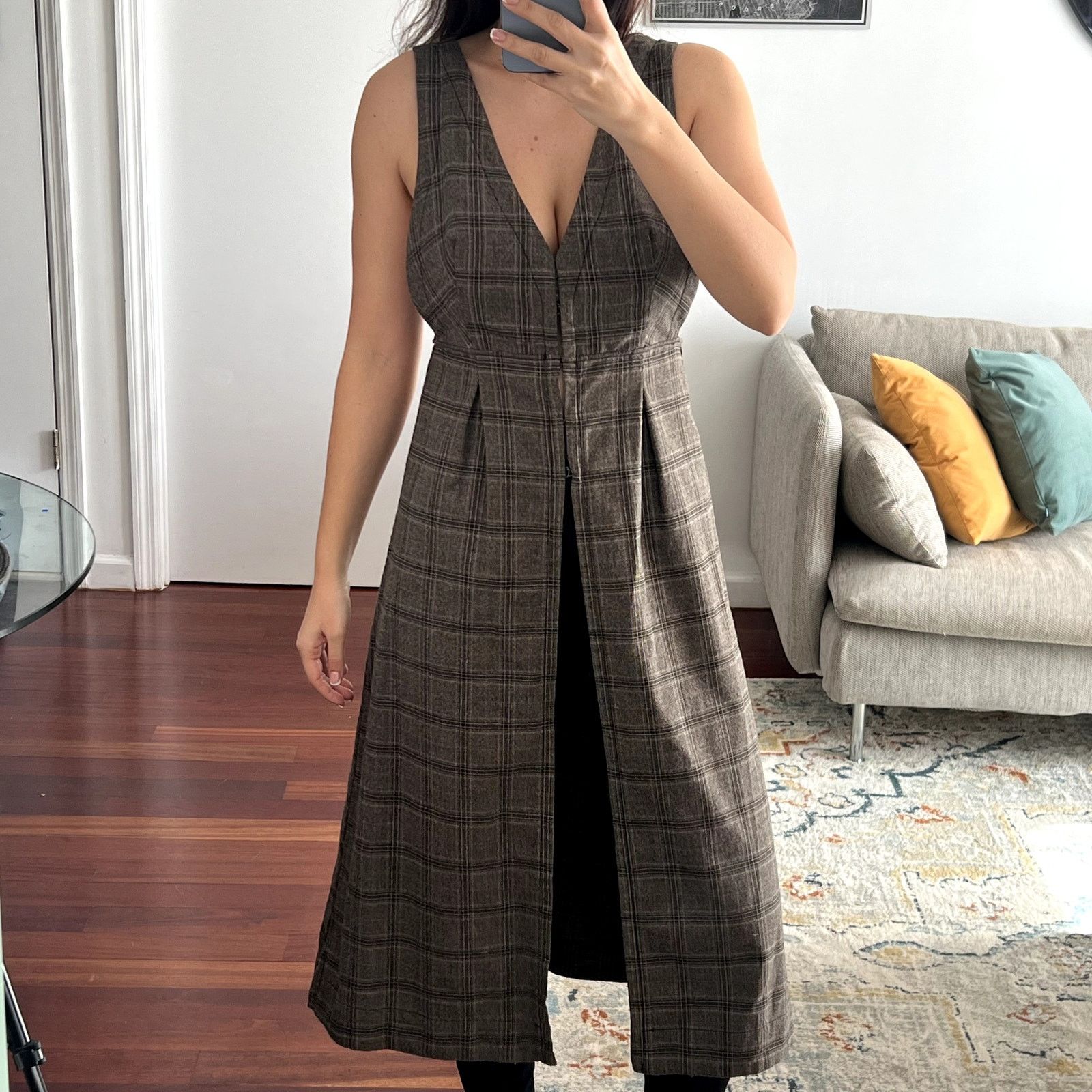Free People Free People sleeveless plaid vest dress size 4 brown Size S / US 4 / IT 40 - 1 Thumbnail