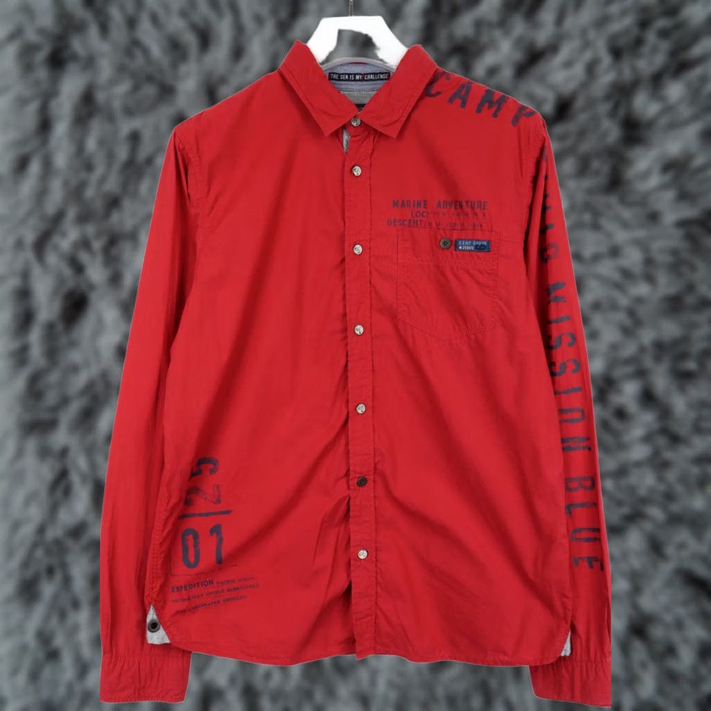 Vintage CAMP DAVID Regular Fit Shirt Men's MEDIUM Long Sleeve Button-Up Red Size US M / EU 48-50 / 2 - 1 Thumbnail