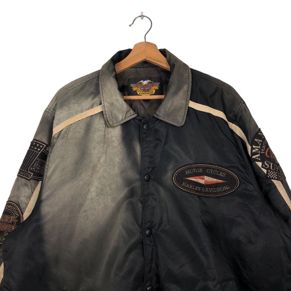 Harley Davidson × Vintage Vintage Bomber Racing Biker Jacket Harley Davidson SunFaded Size US L / EU 52-54 / 3 - 5 Thumbnail