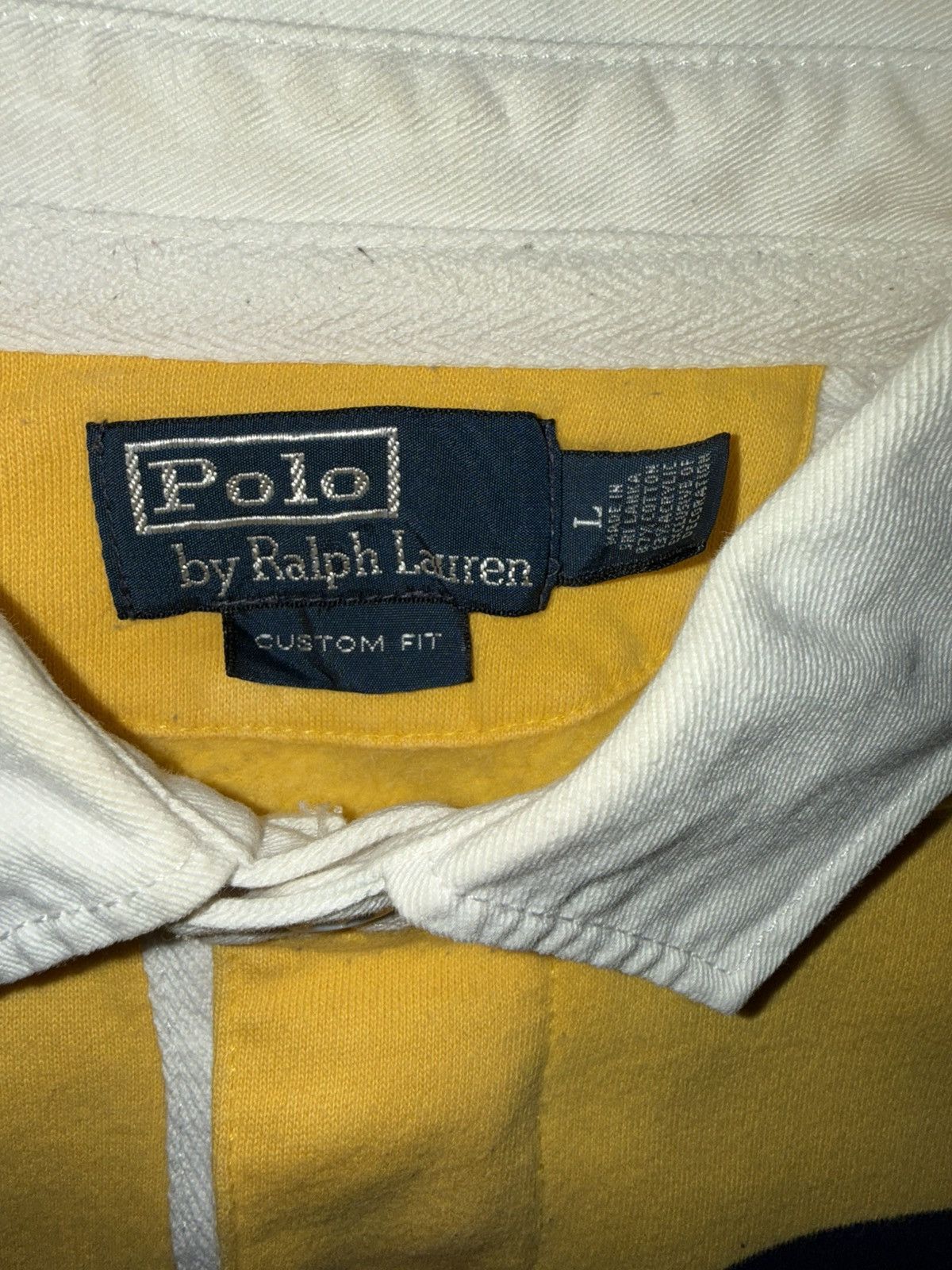 Polo Ralph Lauren Polo Ralph Lauren Yellow & Navy Striped Rugby Shirt Size US L / EU 52-54 / 3 - 4 Thumbnail