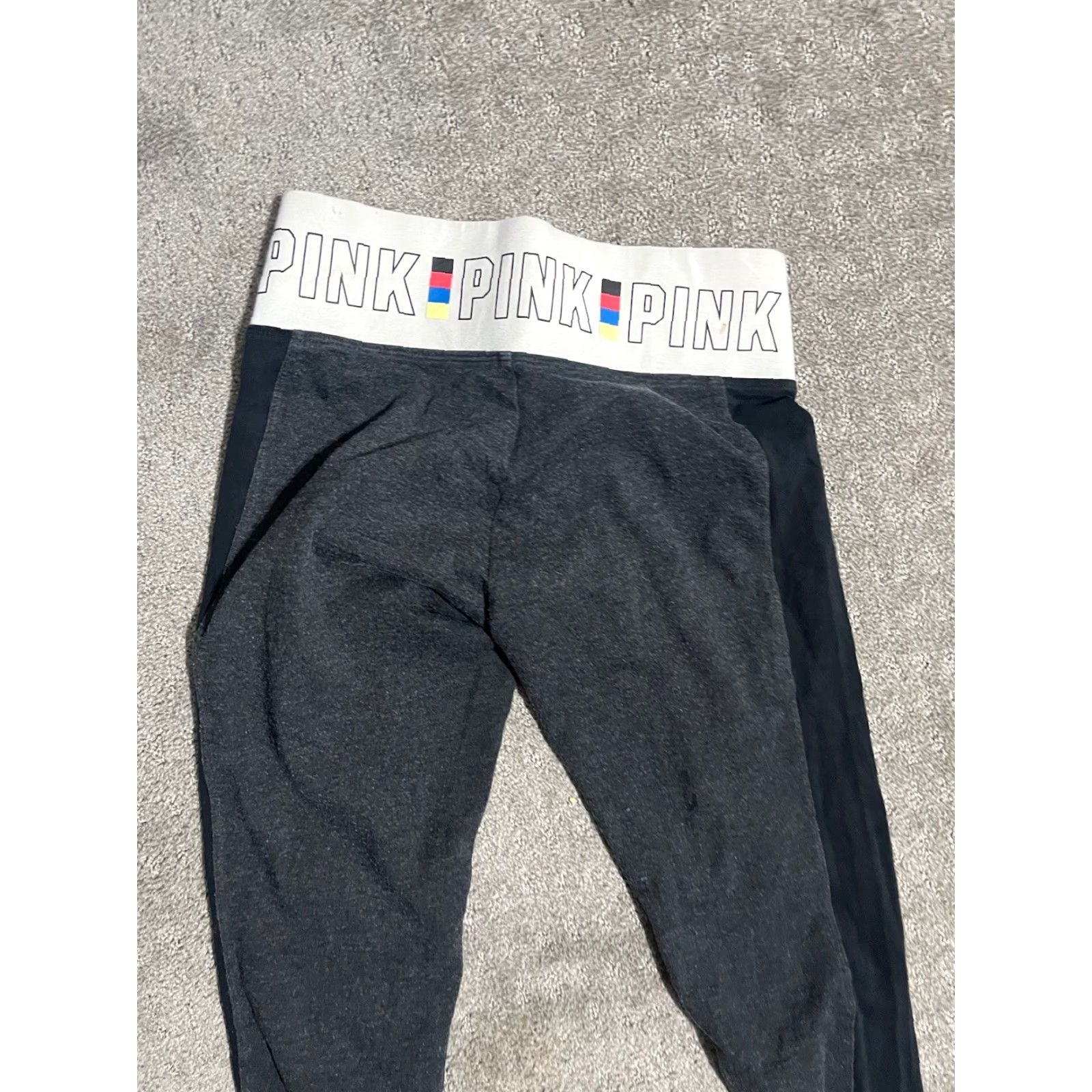 Victoria's Secret VINTAGE Victoria's Secret Women's XS Gray Logo Leggings Yoga Activewear Casual 90s Sports Size 26" / US 2 / IT 38 - 4 Thumbnail