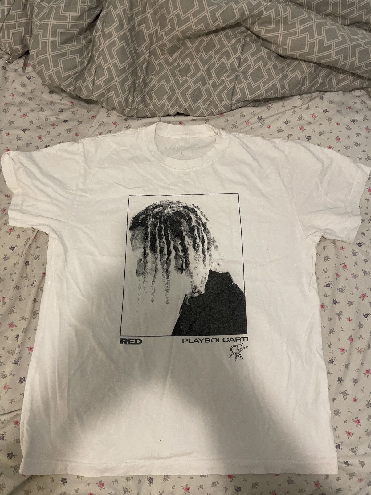 image of Playboi Carti Wlr Ecstacy Of The Vampires Tee in White, Men's (Size Large)