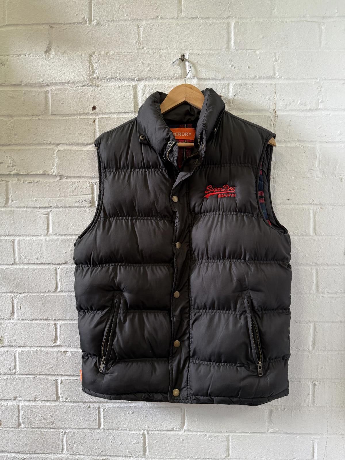 Superdry SuperDry Men's Black Puffer Vest with Tartan Lining Size US M / EU 48-50 / 2 - 2 Thumbnail