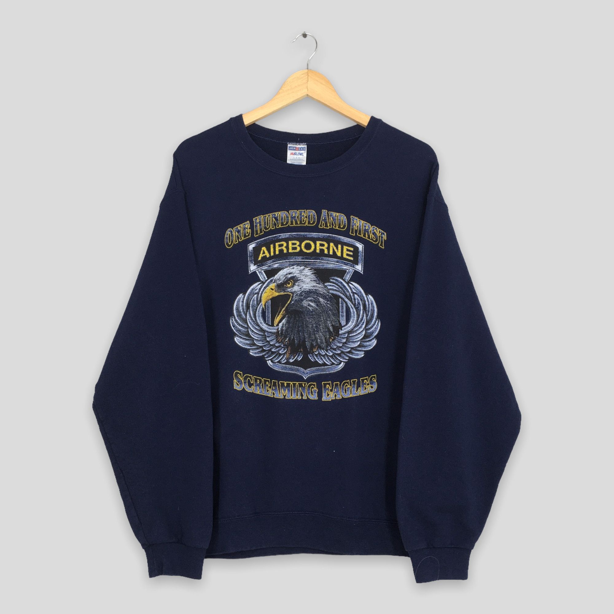 Jerzees Vintage 101st Airborne Division Blue Sweatshirt Large Size US L / EU 52-54 / 3 - 1 Thumbnail