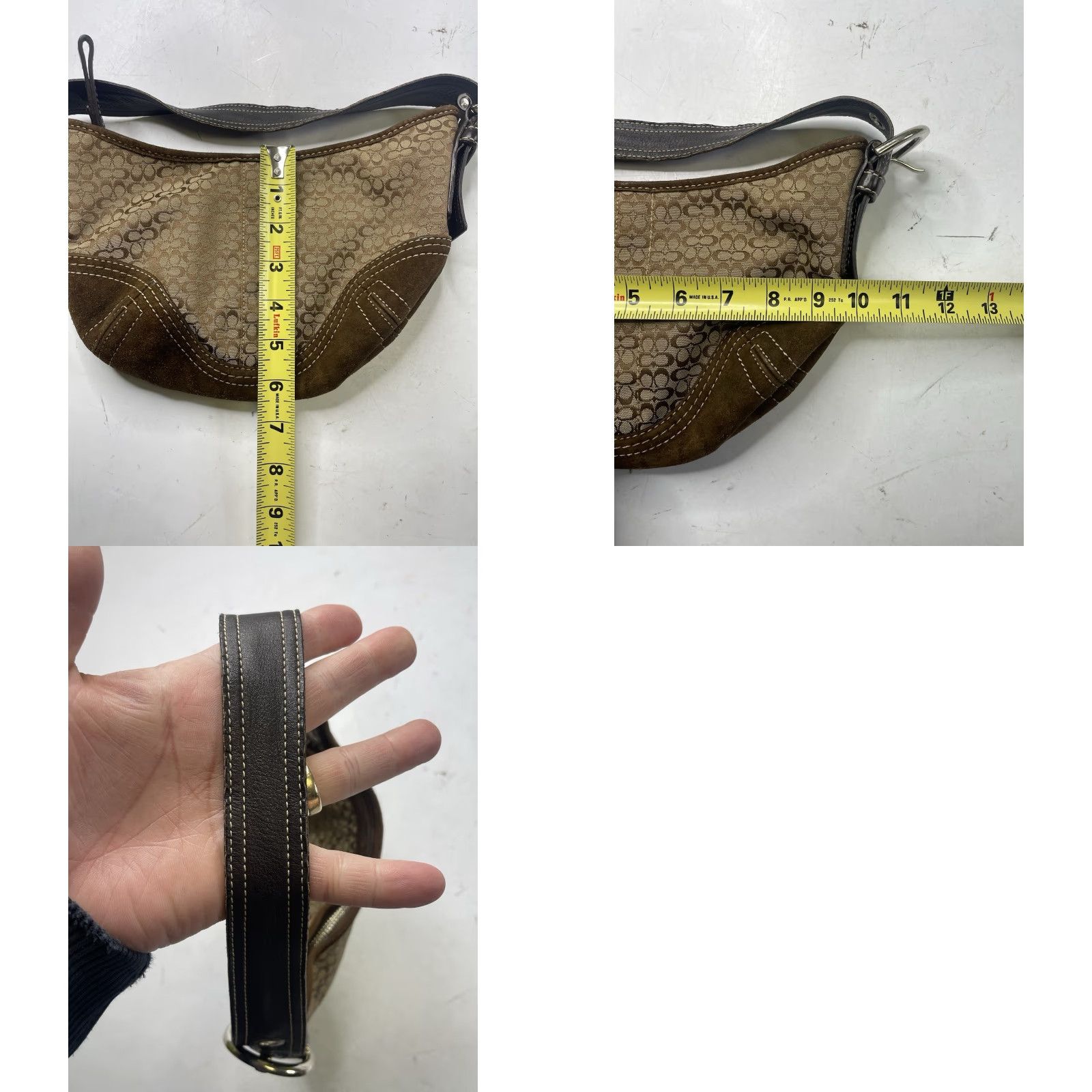 Coach VINTAGE Coach Signature Brown Suede Soho Mini Hobo Shoulder Bag Small Women 10 in 6.5 in 1 in Logo Est.1980s/2000s? Size ONE SIZE - 8 Thumbnail