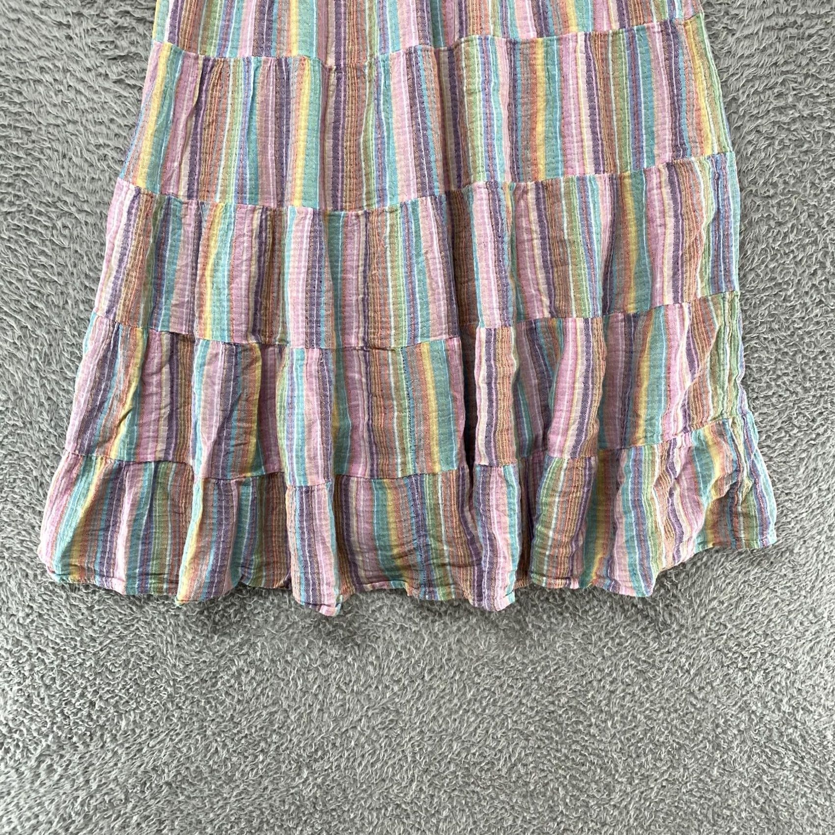 J.Crew J. Crew Dress Womens M Rainbow Stripe Puff Sleeve Sundress Beach Size M / US 6-8 / IT 42-44 - 2 Thumbnail