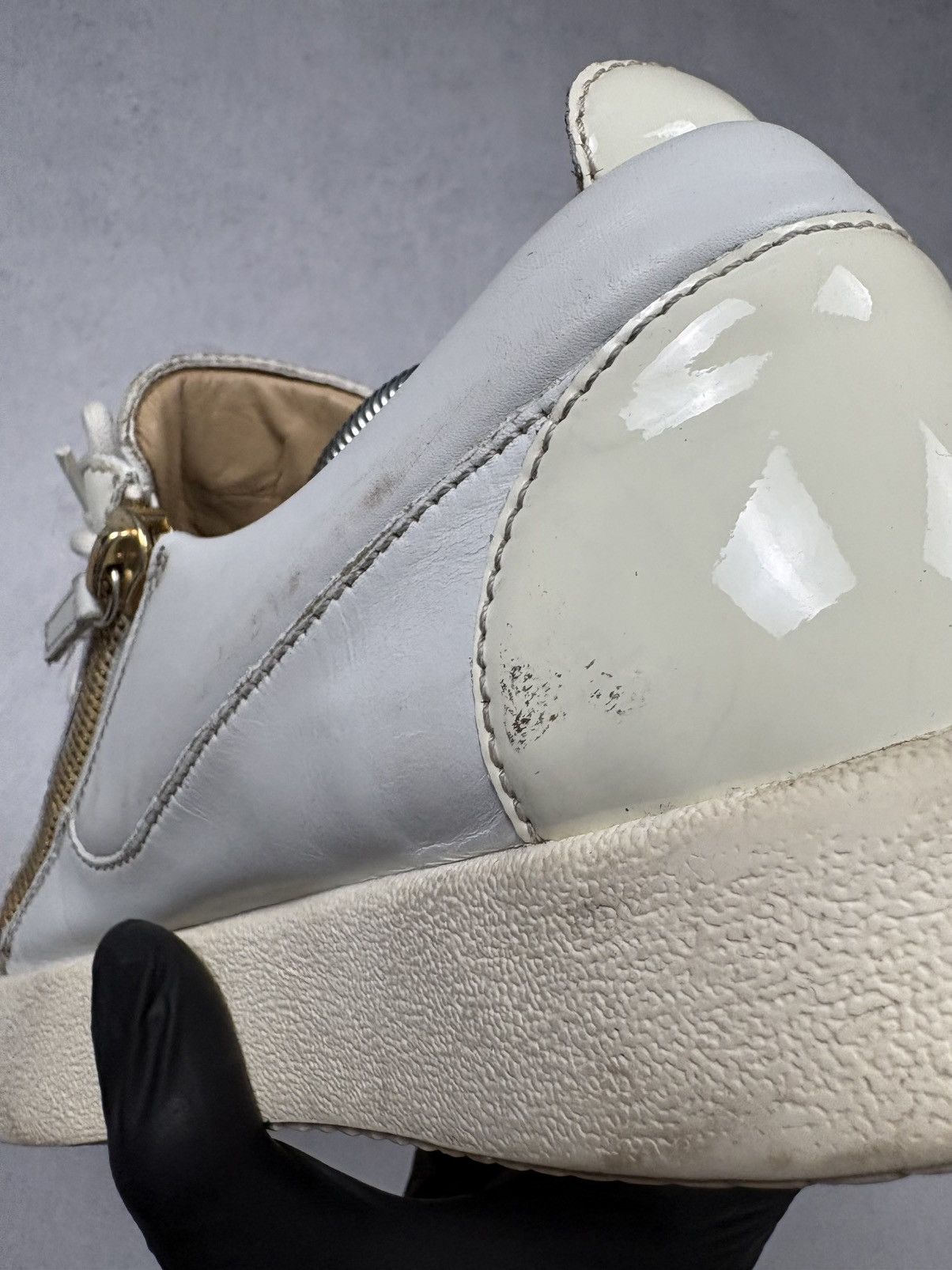 Giuseppe Zanotti Giuseppe Zanotti White Leather Zip Low Top Sneakers EU43 Size US 10 / EU 43 - 24 Thumbnail