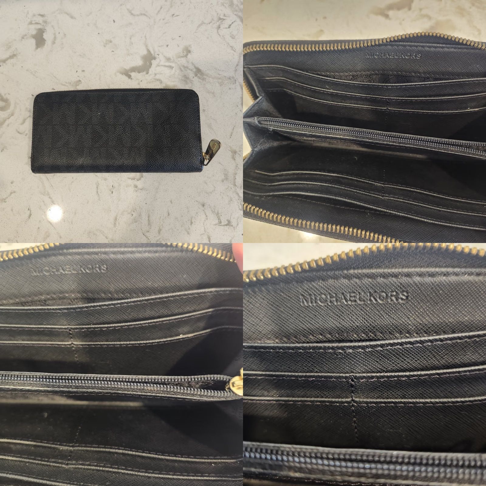 Michael Kors Michael Kors Jet Set Travel Zip-Around Wallet Black Leather Womens Used Condition Size ONE SIZE - 8 Thumbnail