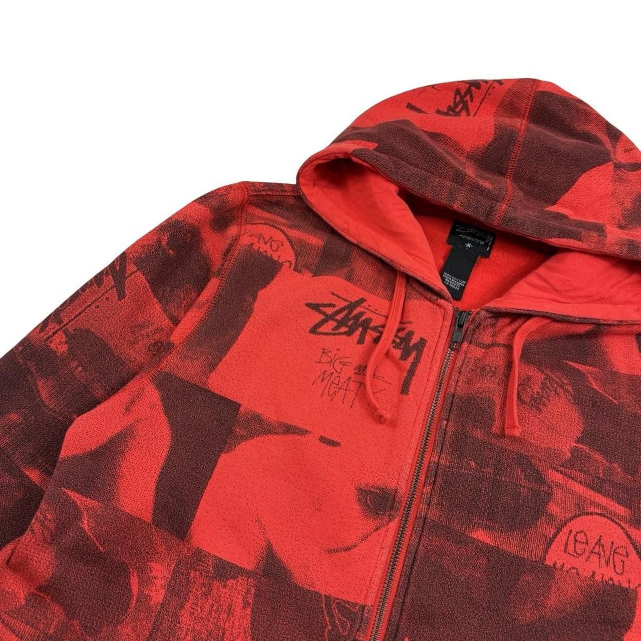 Stussy Vintage 2000s Stussy Bull Dog Zip Up Hoodie Red - Medium Size US M / EU 48-50 / 2 - 5 Thumbnail