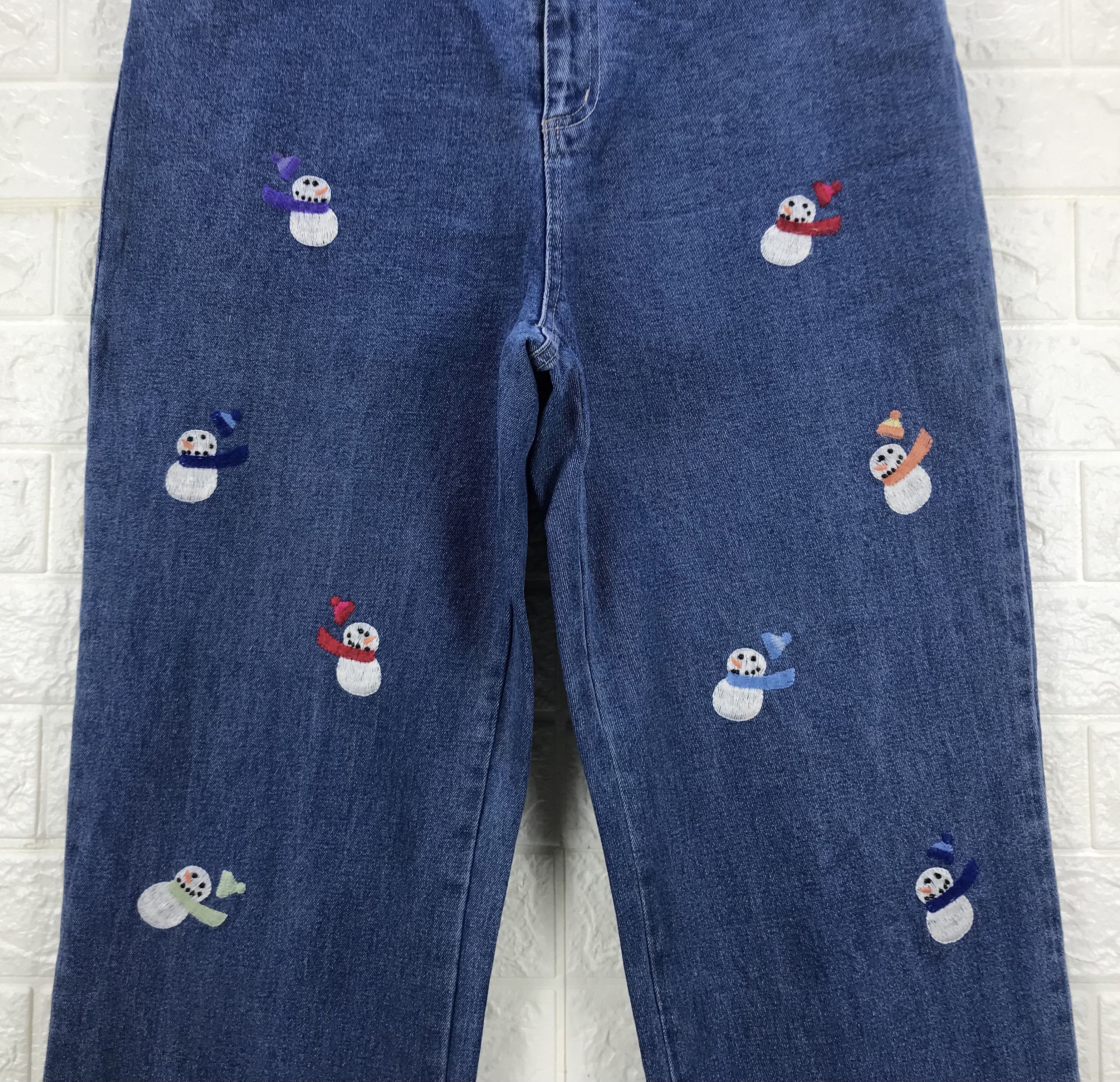 Quacker Factory Vintage Quacker Factory Embroidered Snow Man Jeans Size 33" - 3 Thumbnail