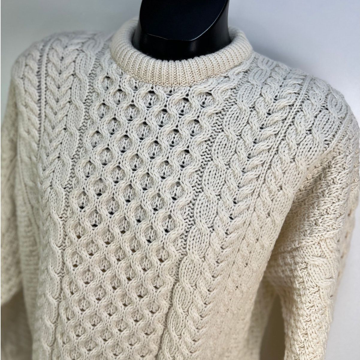 Carraig Donn Carraig Donn Merino Wool Ivory Cable Knit Pullover Sweater Size US L / EU 52-54 / 3 - 2 Thumbnail