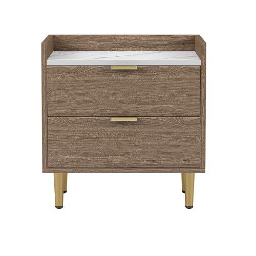 Designer × Homemade Wooden Nightstand with 2 Drawers and Marbling Worktop, Morde Size US L / EU 52-54 / 3 - 5 Thumbnail