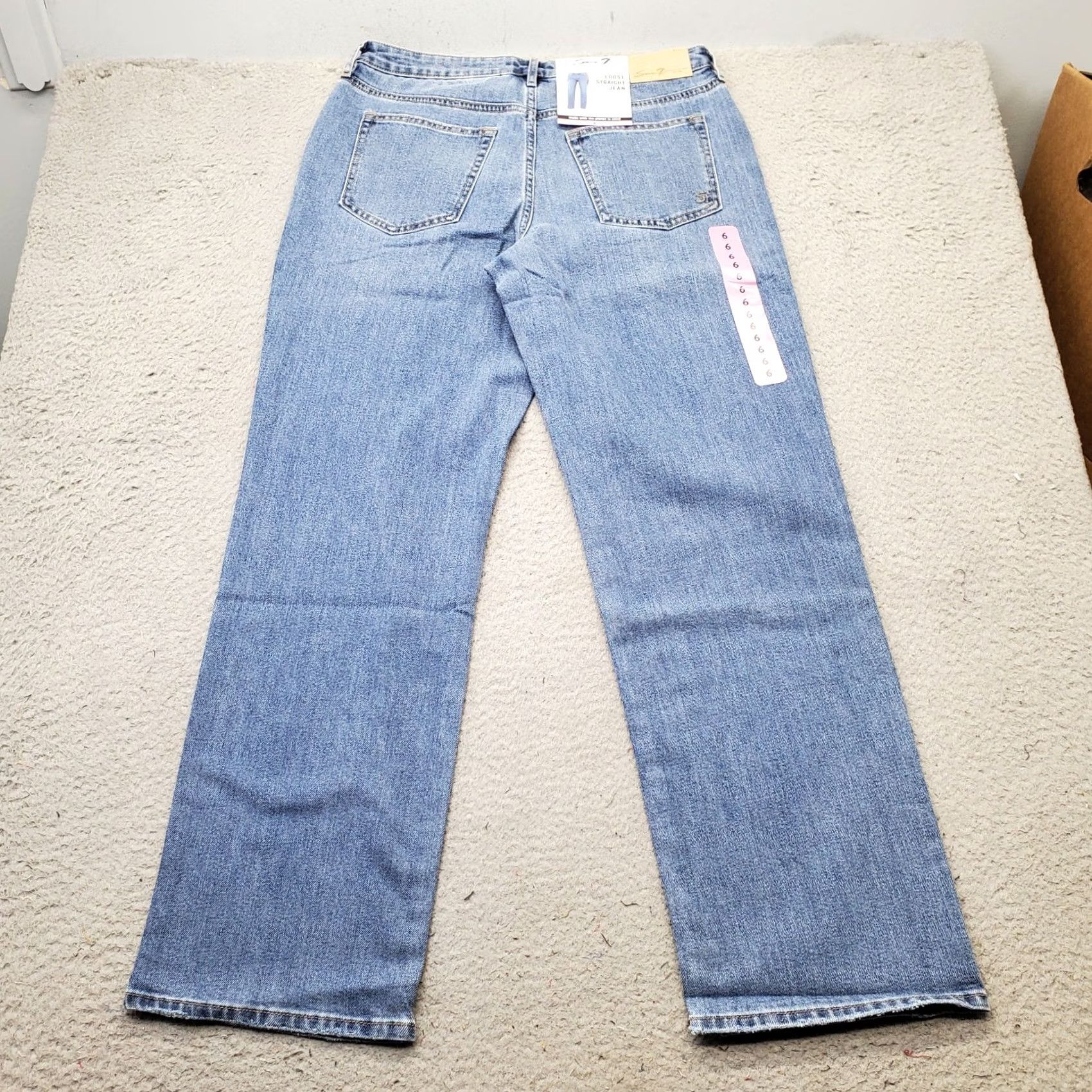 Vintage Seven7 Jeans Womens Size 6 Blue Denim Premium High Rise Loose Straight Leg MY10341DE Jeans Womens 6 Blue Denim Straight 30.5 Inseam 42" Outseam NWT Size 28" / US 6 / IT 42 - 2 Thumbnail