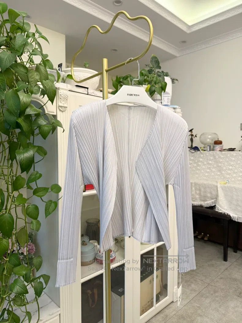 Issey Miyake Issey Miyake Basic Light Gray Cardigan Top Coat Size L / US 10 / IT 46 - 2 Thumbnail
