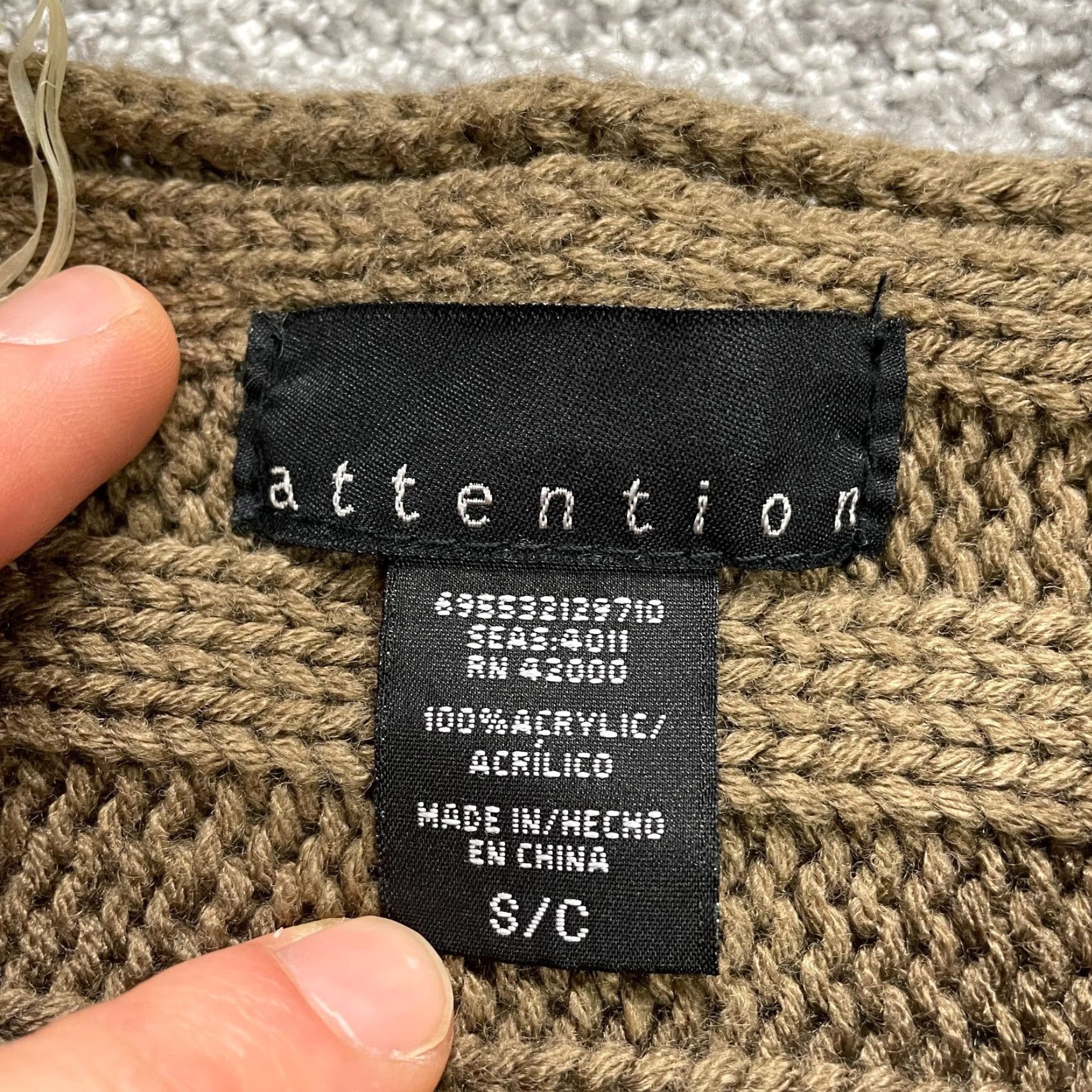 Vintage ATTENTION Dress Women Small Brown Midi Knit Short Sleeve Pullover Shift Casual Workwear Size S / US 4 / IT 40 - 4 Thumbnail