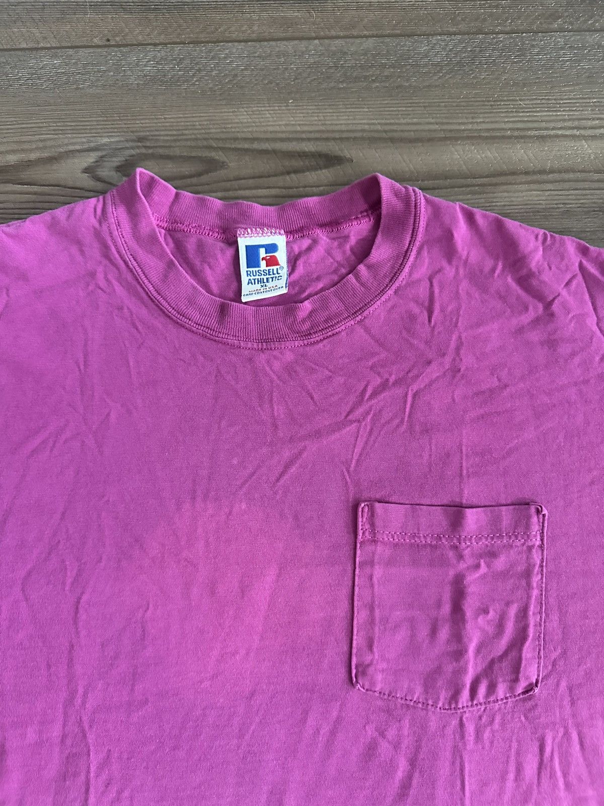 Russell Athletic 90s Vintage Russell Athletic Made in USA Faded Pocket Tee Size US XL / EU 56 / 4 - 2 Thumbnail