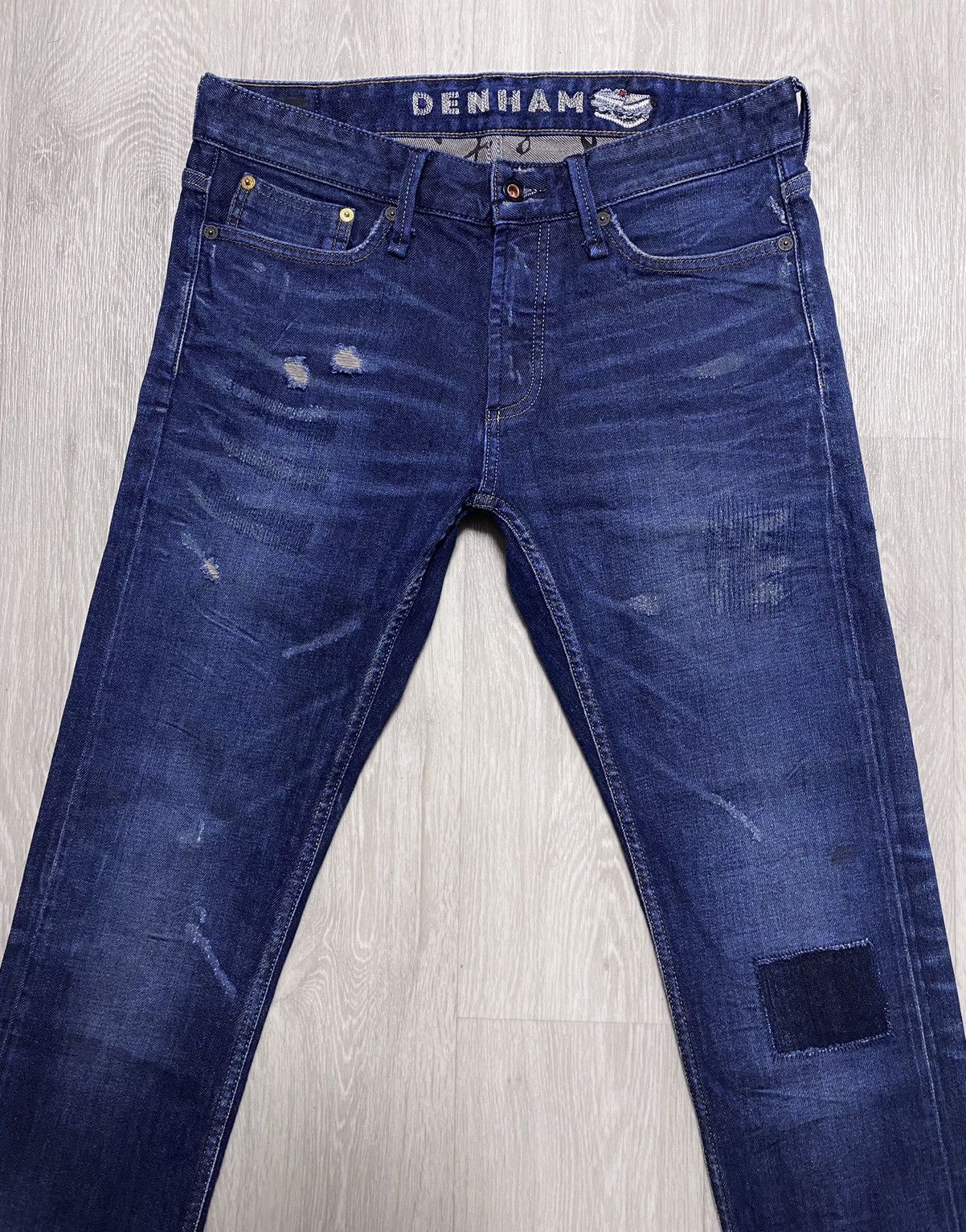 DENHAM Razor Washed Distressed Patchwork Stitched Fringed Torn Size US 30 / EU 46 - 7 Thumbnail
