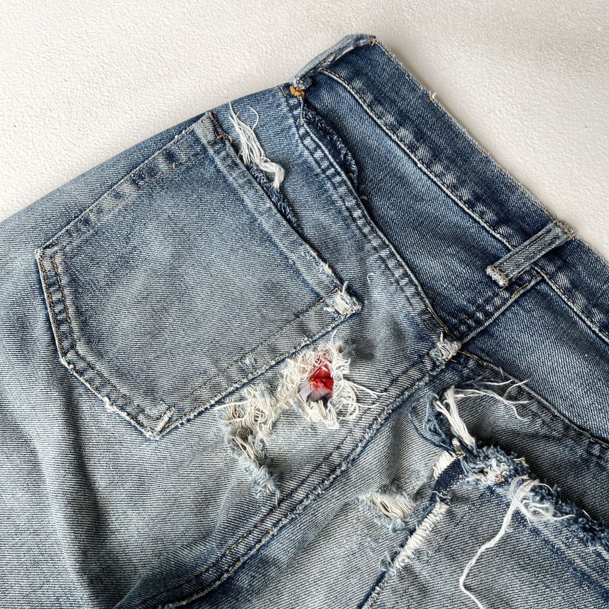 Edwin Thrashed Edwin 505SX Selvedge Crazy Ripped Distressed Denim Size US 30 / EU 46 - 11 Thumbnail