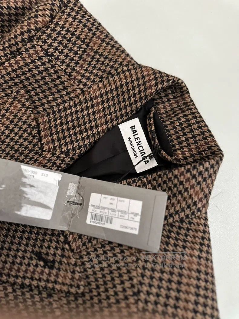 Balenciaga Balenciaga Classic Plaid Brown Hourglass Coat Size XXS / US 00 / IT 34 - 4 Thumbnail