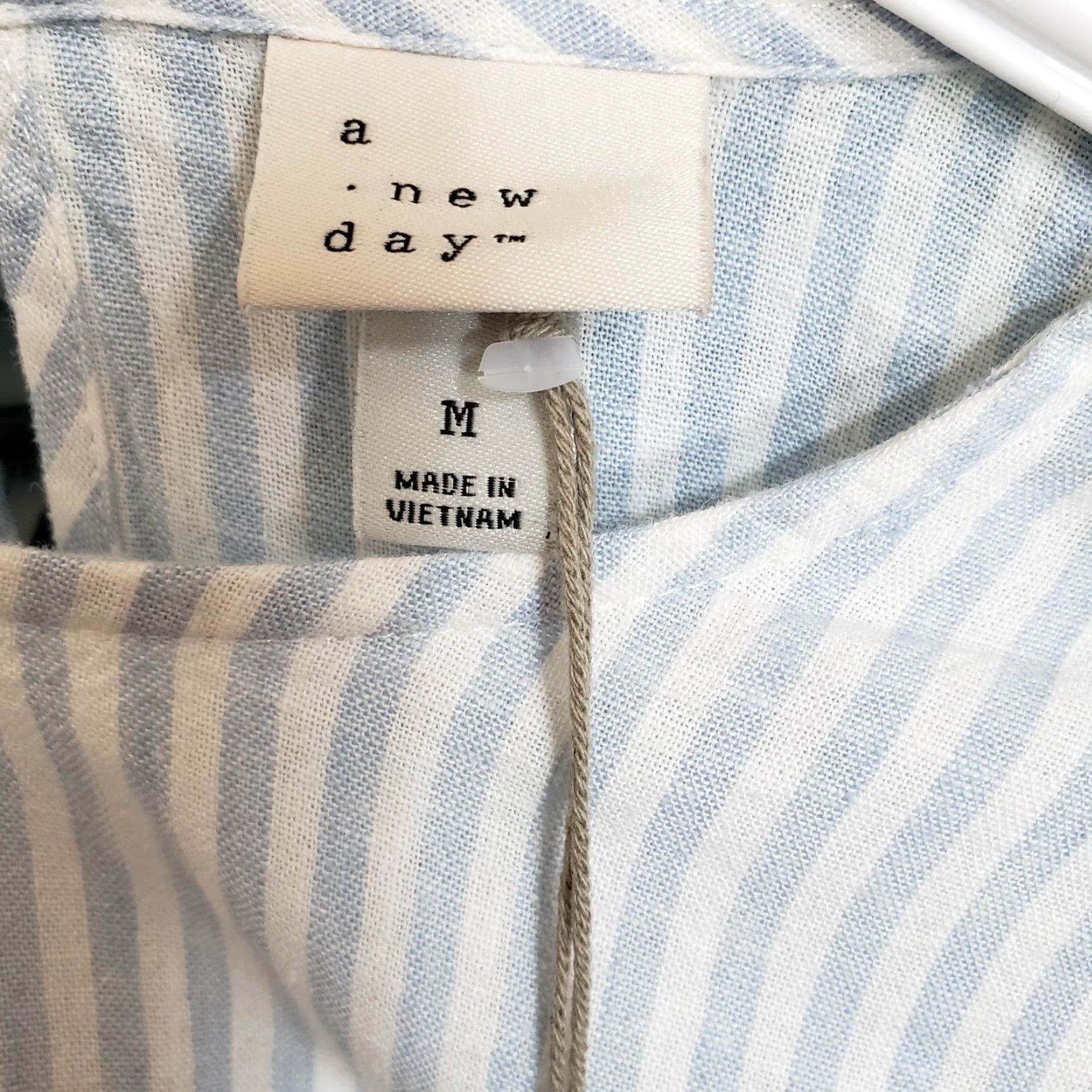 Vintage A New Day Womens Blouse Shirt XS? No, Size M Blue White Striped Linen Blend Flutter Sleeve Casual Shirt Womens Size M / US 6-8 / IT 42-44 - 7 Thumbnail