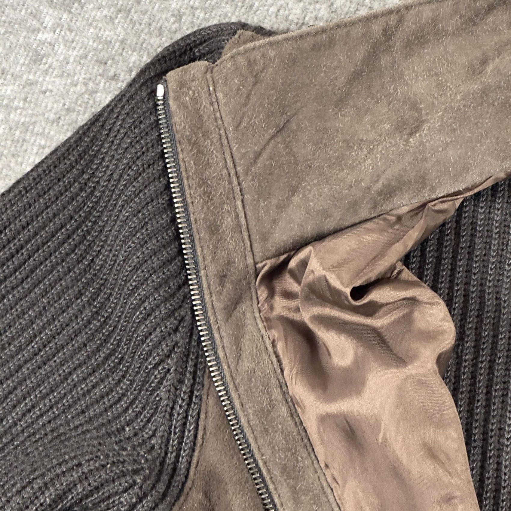Nicole Farhi Nicole Farhi Bomber Jacket Mens Medium Brown Leather Knit Wool Full Zip Size US M / EU 48-50 / 2 - 6 Thumbnail