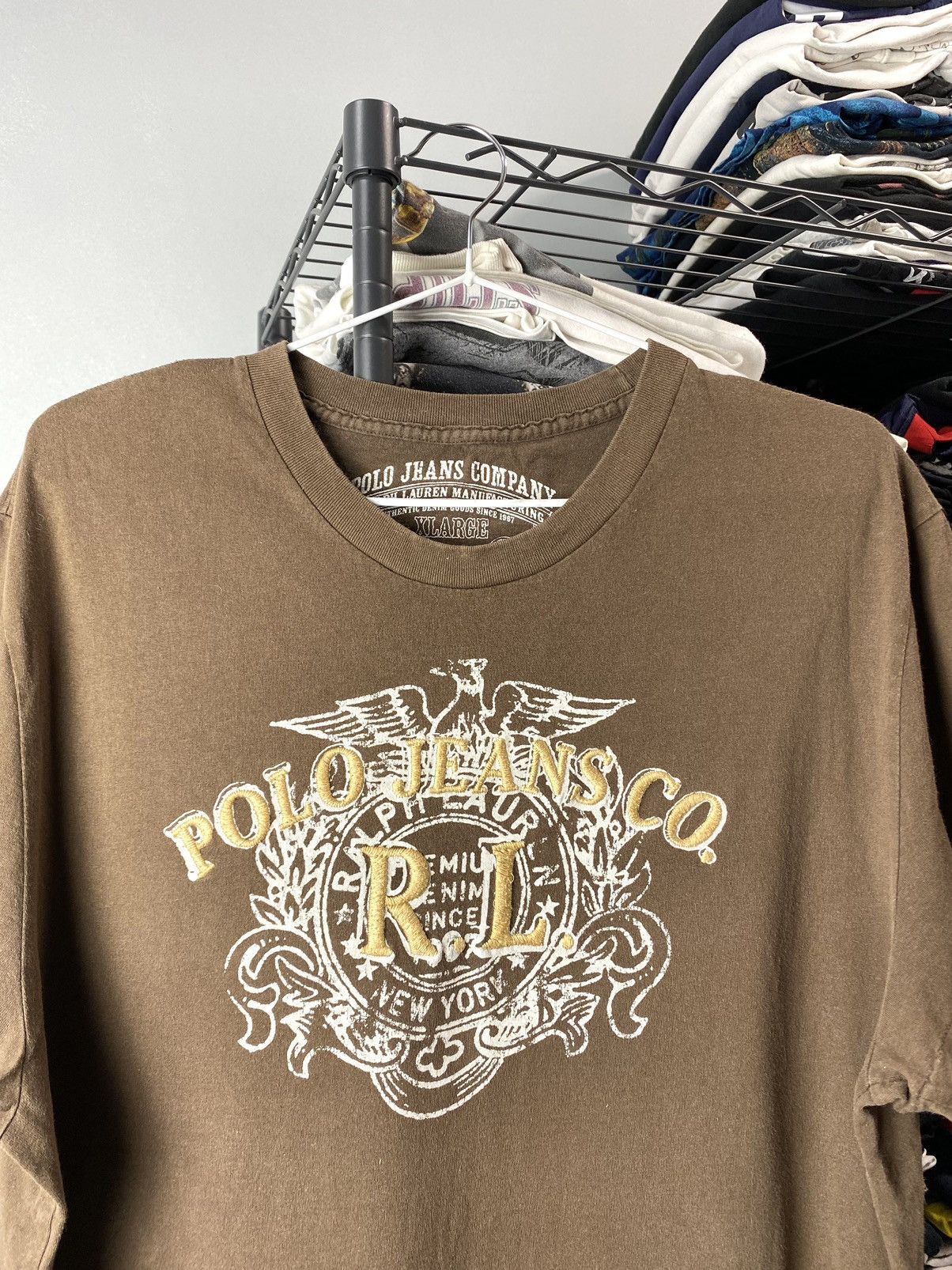 Polo Ralph Lauren 2000’s Vintage Brown Polo Ralph Lauren T Shirt Size US XL / EU 56 / 4 - 2 Thumbnail