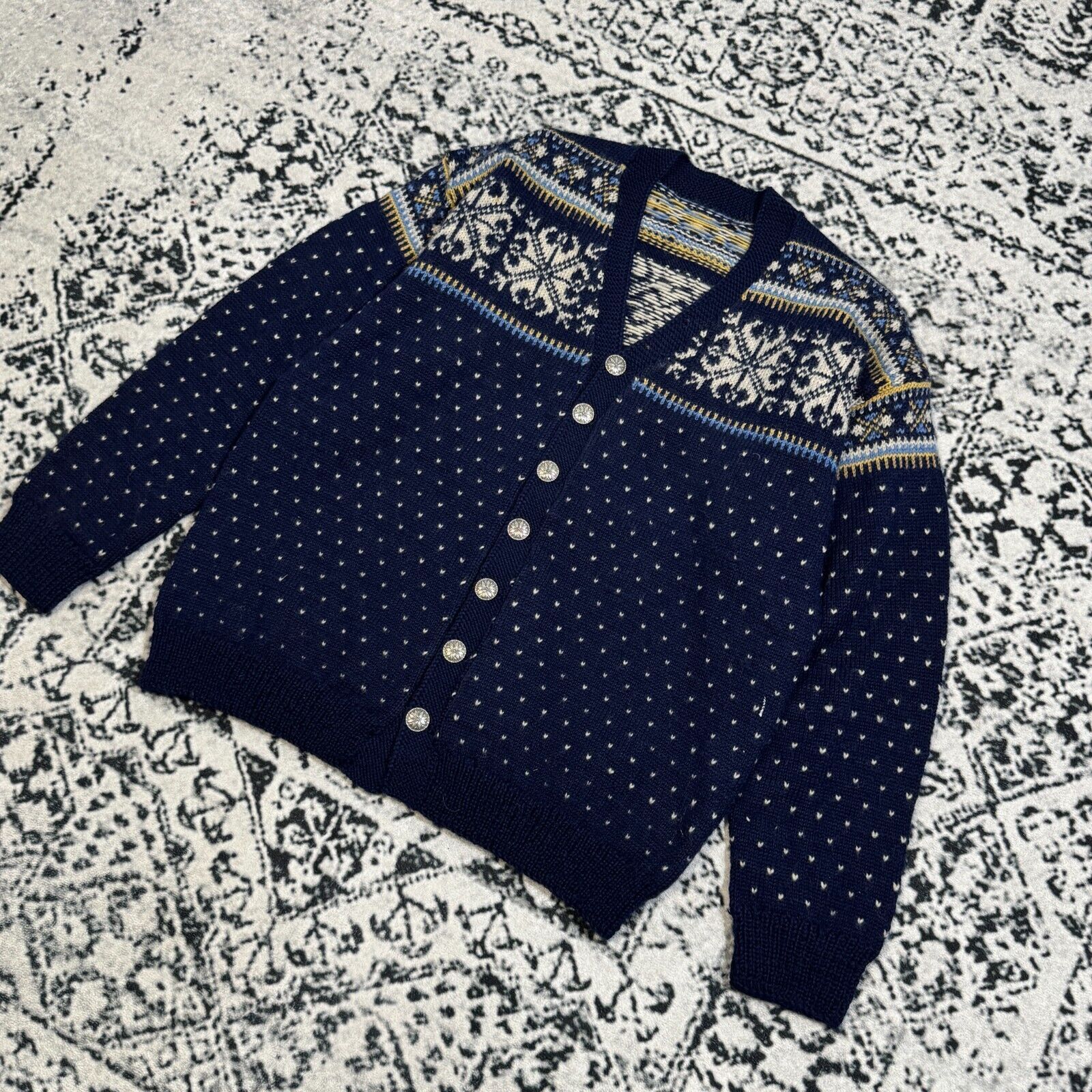 Vintage Vintage Unisex Blue Navy Wool Sweater Cardigan Size S Size US S / EU 44-46 / 1 - 2 Thumbnail