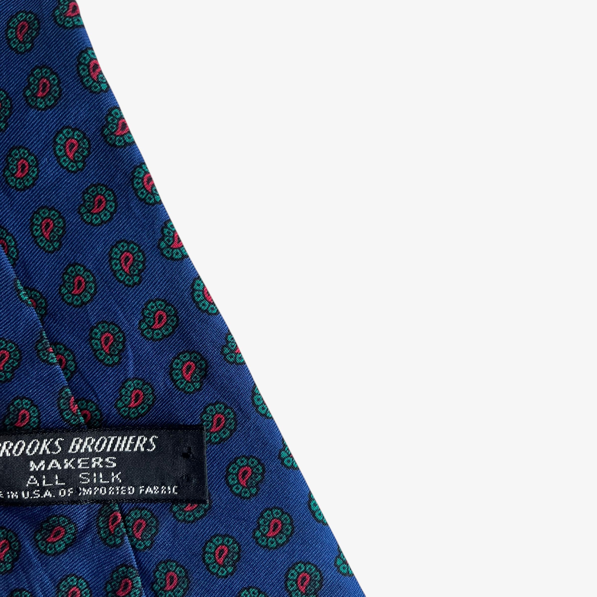 Brooks Brothers Vintage 80s Brooks Brothers Geometric Paisley Print Silk Tie Size ONE SIZE - 3 Thumbnail
