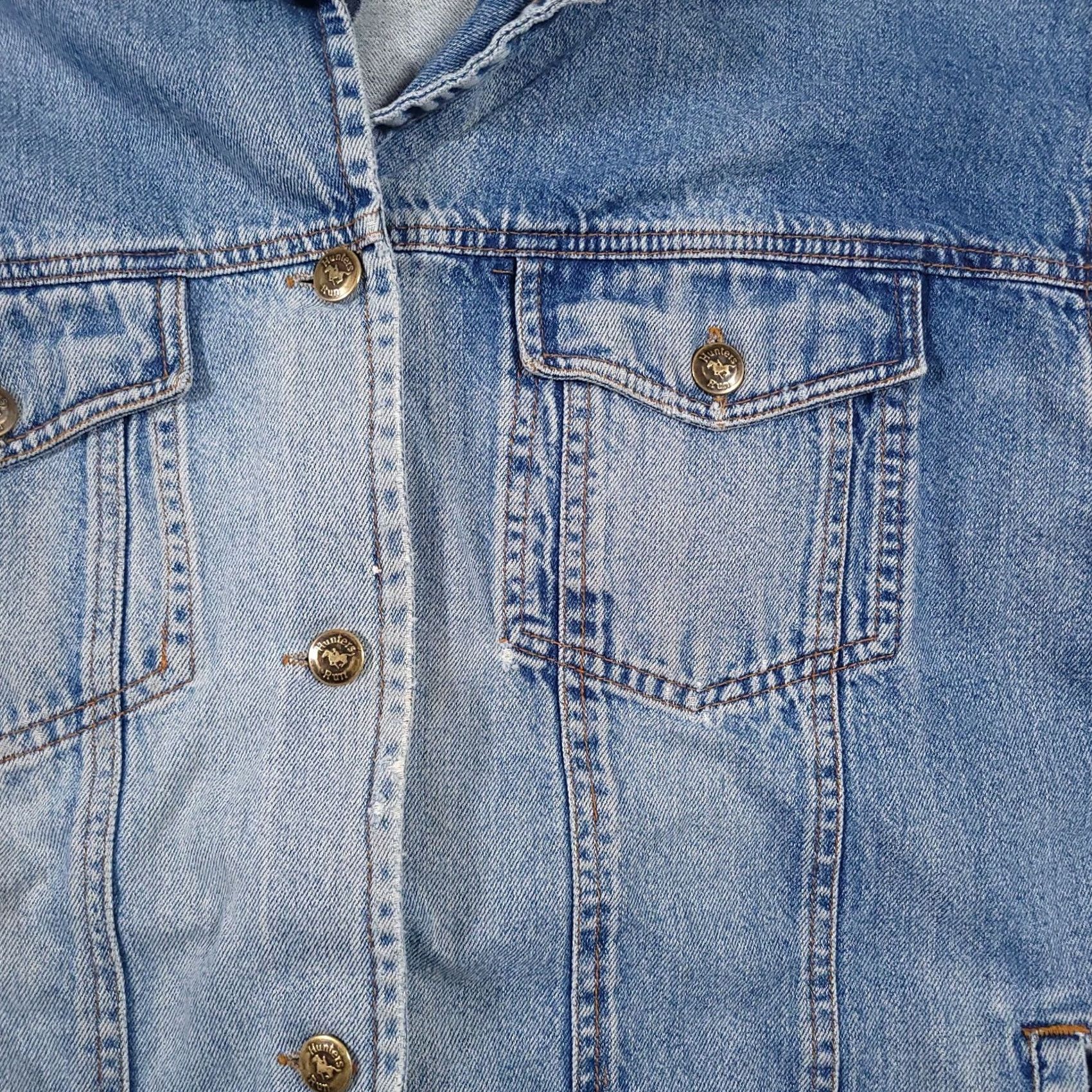 Denime VINTAGE Hunt Club Jean Jacket Women's Large Flap Pockets Denim Outdoor Farm FLAW Jacket, Blue, 90s, Casual, Travel, Denim, Women, L Size 36" / US 14 / IT 50 - 4 Thumbnail