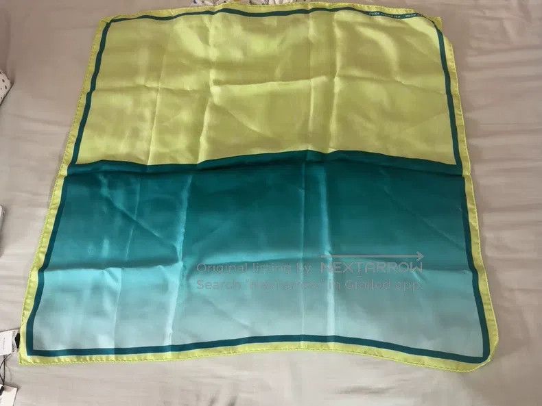 Dries Van Noten Dries Van Noten Yellow-Green Color-Block Silk Scarf Size ONE SIZE - 1 Thumbnail