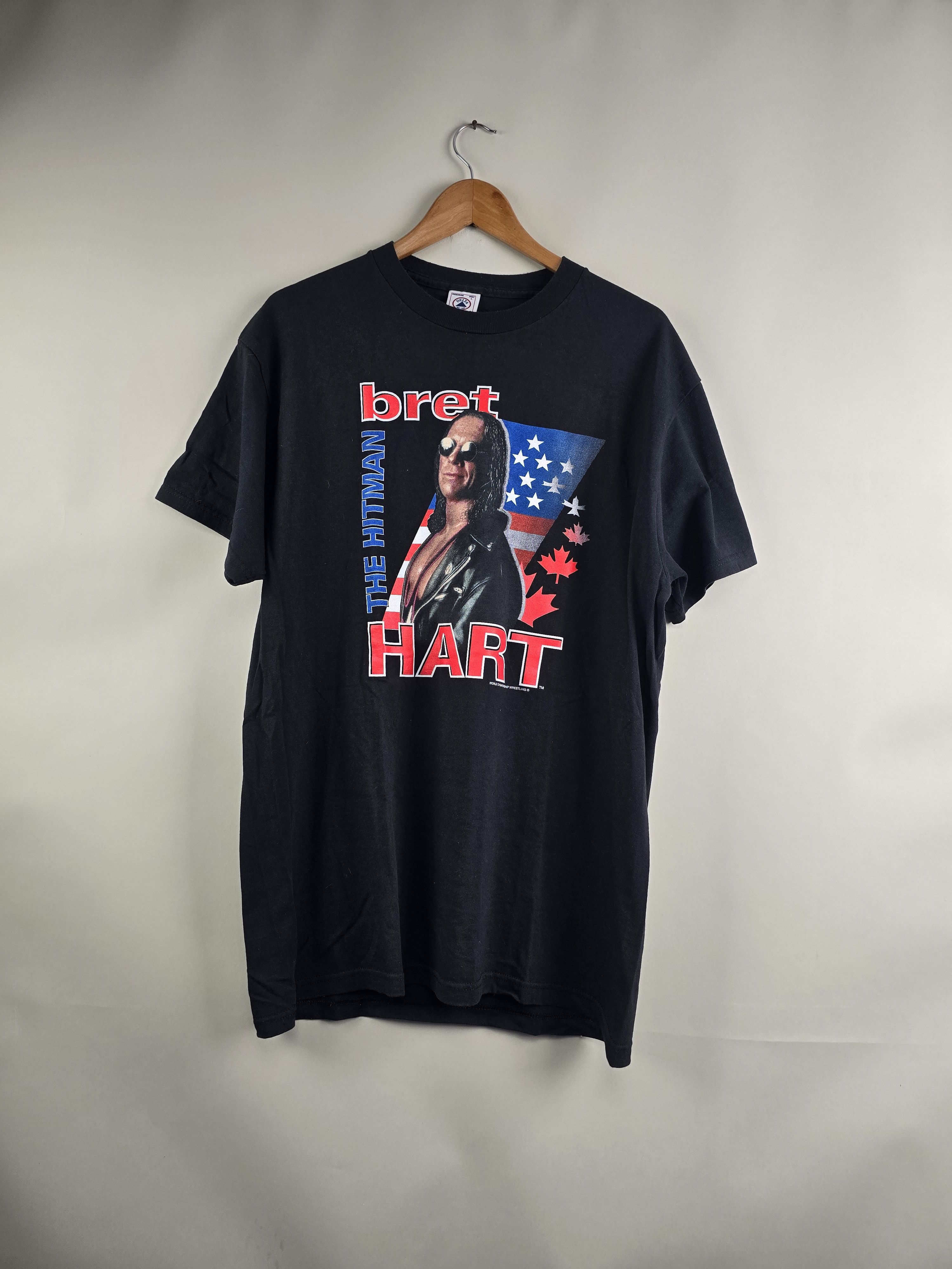 Vintage × WWE × WWF 90s WWE Bret Hart The Hitman Wrestling Tee L 22" 31" Size US L / EU 52-54 / 3 - 7 Thumbnail