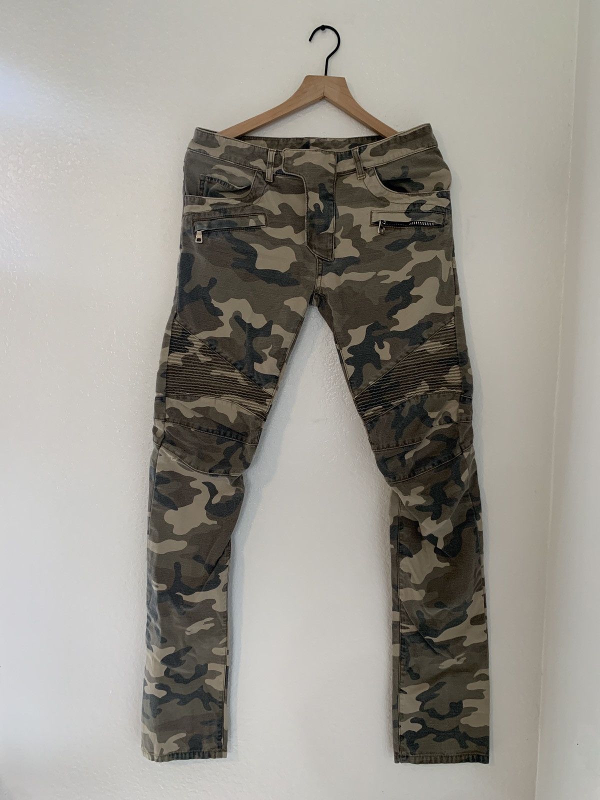 Image of Balmain Camo Biker Jeans, Men's (Size 30)