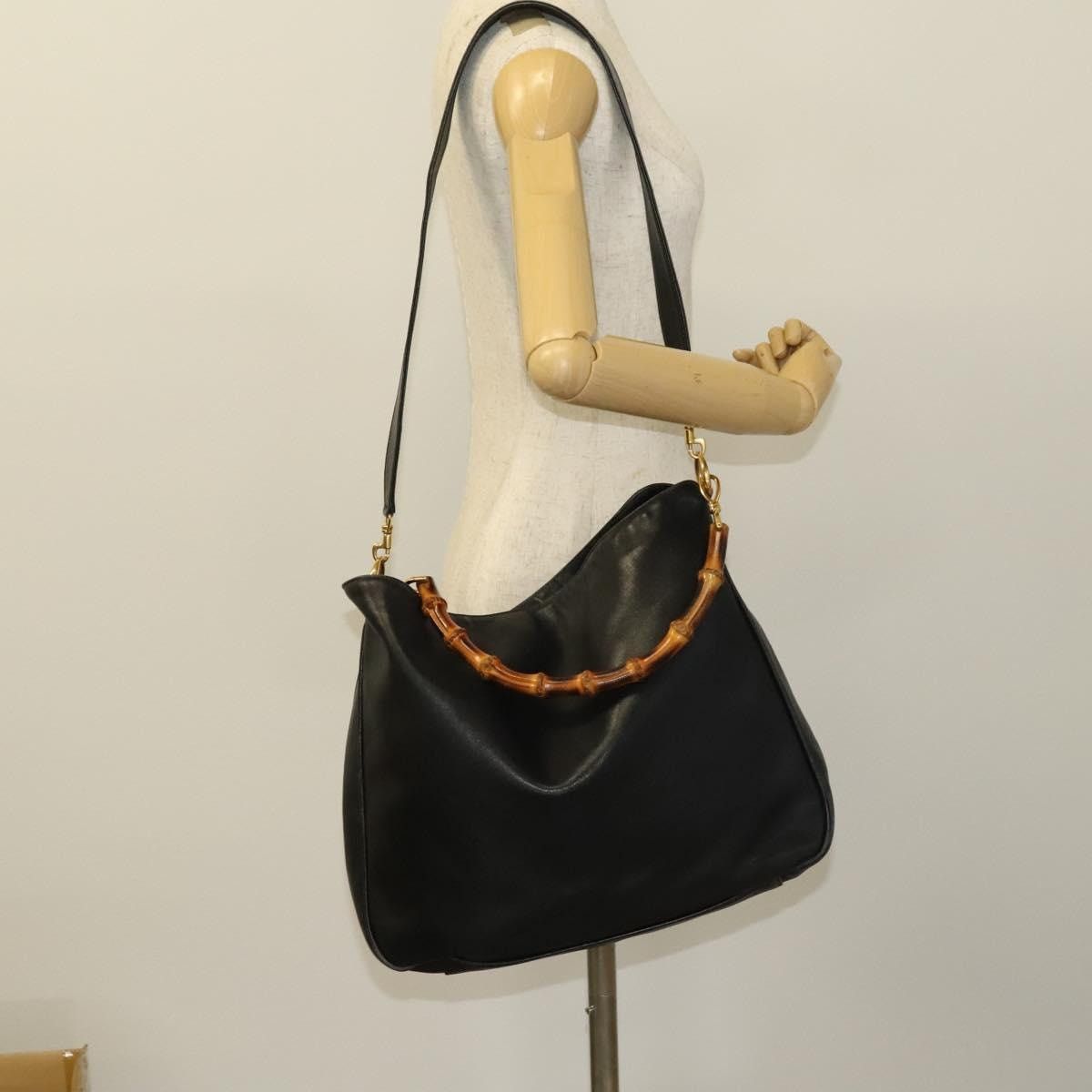 Gucci GUCCI Bamboo Shoulder Bag Leather Black Gold 001 1014 1577 0 Size ONE SIZE - 21 Thumbnail