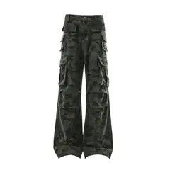 VIBE Green Cargo Multi Pocket Wide Leg Pants Size US 30 / EU 46 - 2 Thumbnail