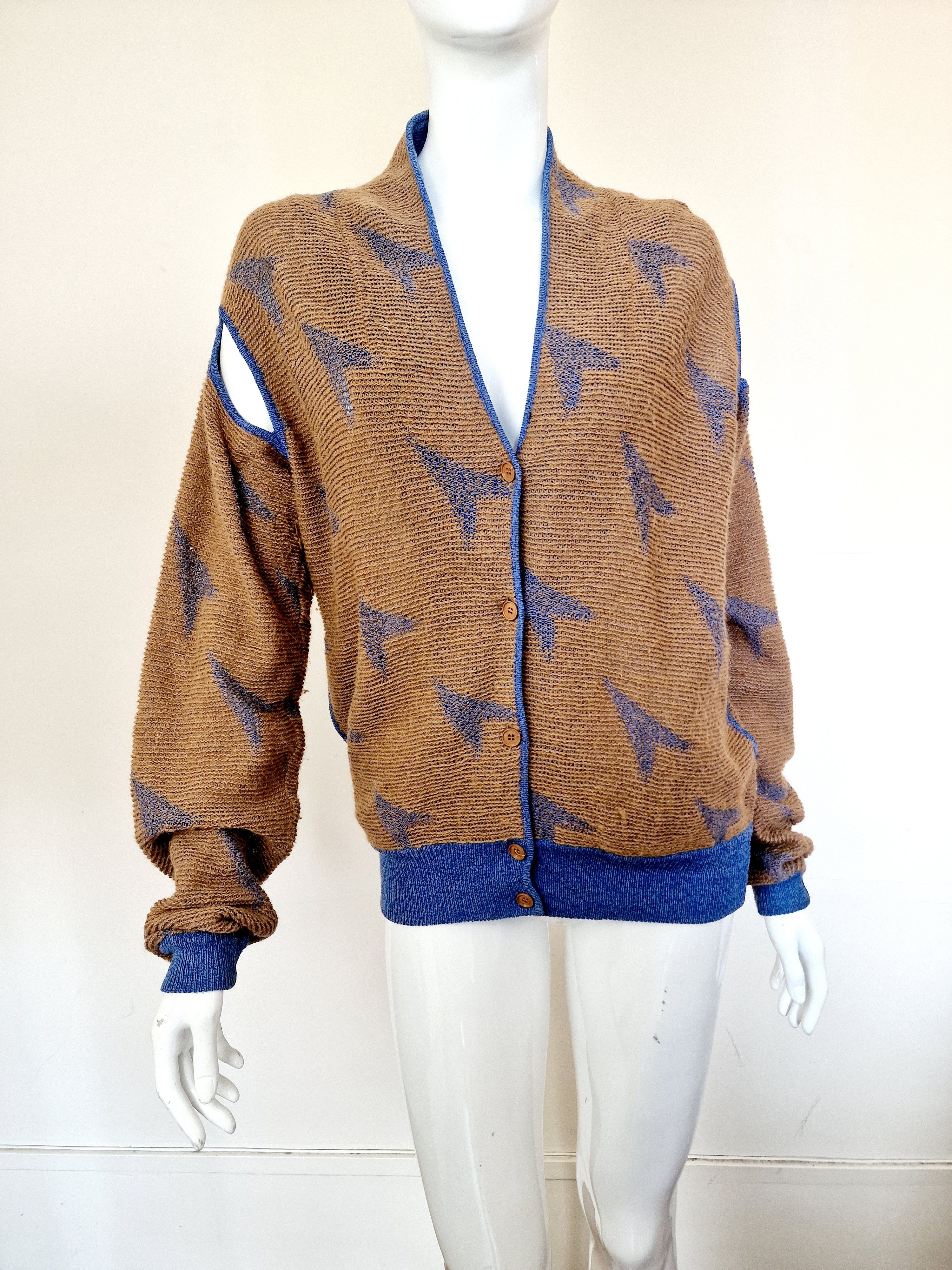 Issey Miyake Issey Miyake Cut out 80s Top Sweater Cardigan Pullover Size US M / EU 48-50 / 2 - 2 Thumbnail