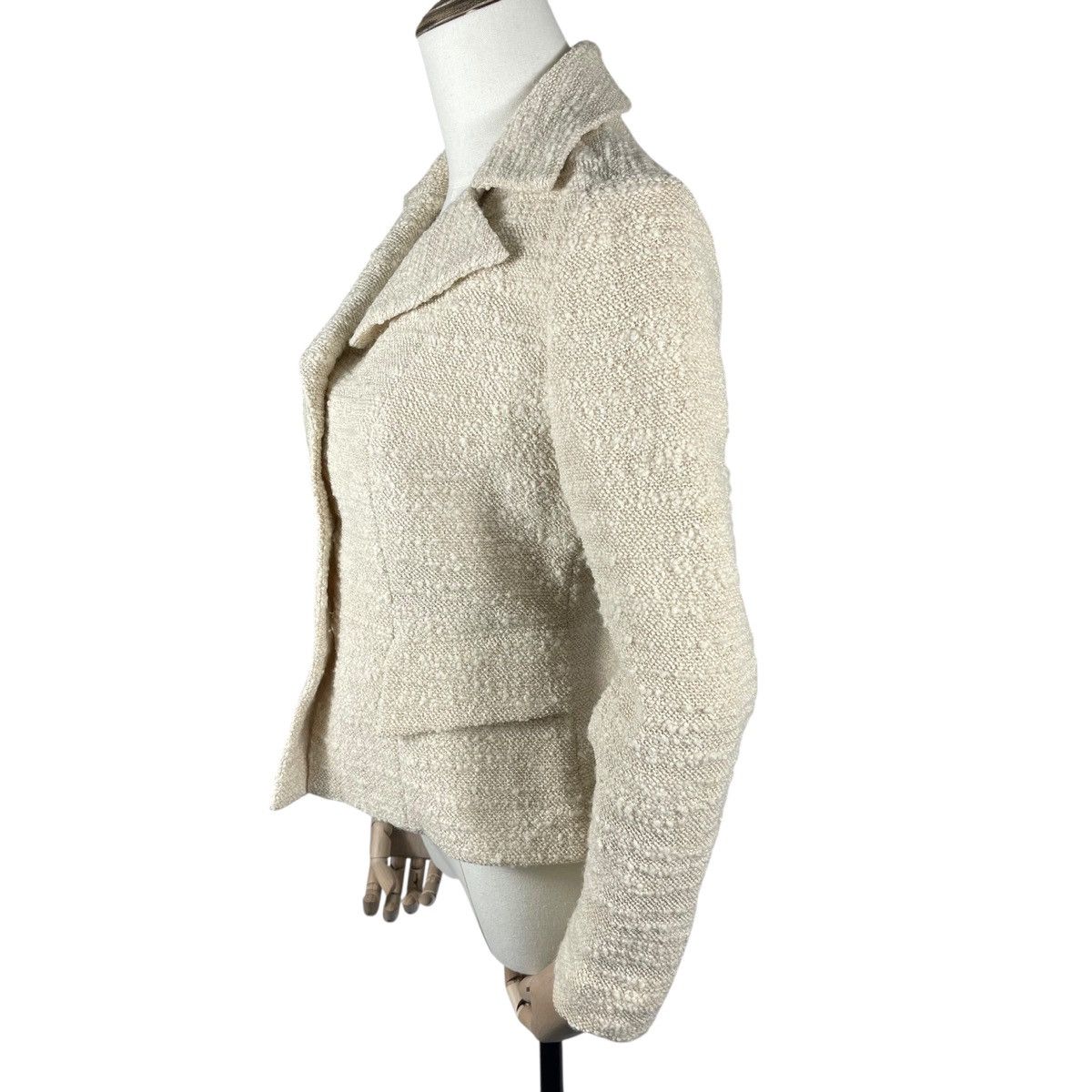 Karl Lagerfeld Vintage KL Karl Lagerfeld Cream Bouclé Tweed Blazer Jacket Size M / US 6-8 / IT 42-44 - 4 Thumbnail