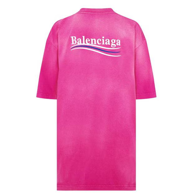 Balenciaga o1g2r1mq0924 Logo Oversized T Shirt in Pink Size S / US 4 / IT 40 - 2 Thumbnail
